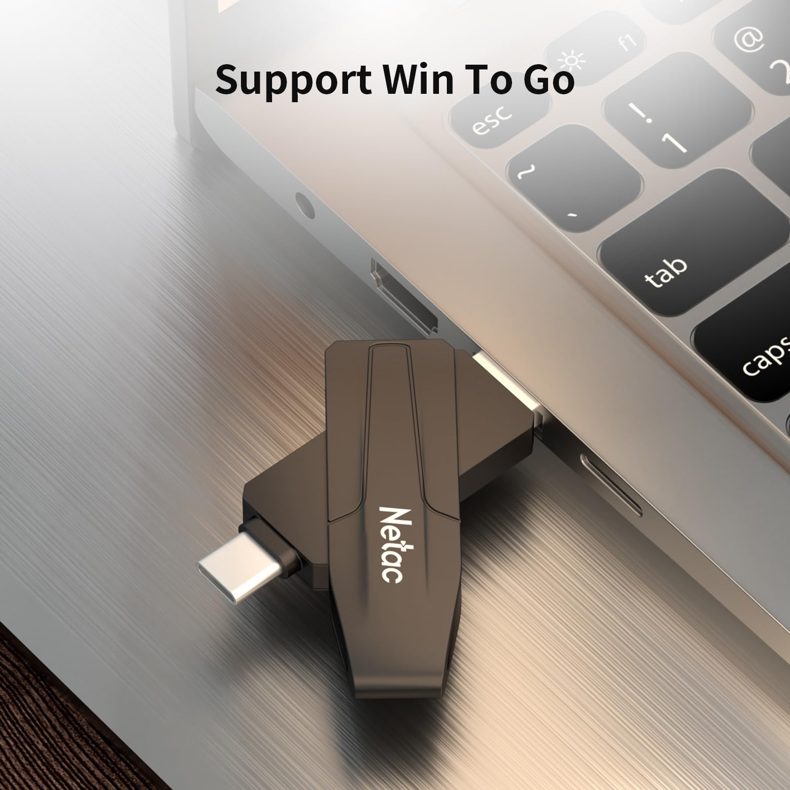 Netac 1TB Portable SSD External Solid State Drive - USB 3.2 Gen 2 (550MB/s Read Speed) - Dual USB-A & Type-C Interface - Compatible with Laptop, Tablet, PC - Perfect for Gaming, Photo/Video Editing & Data Backup