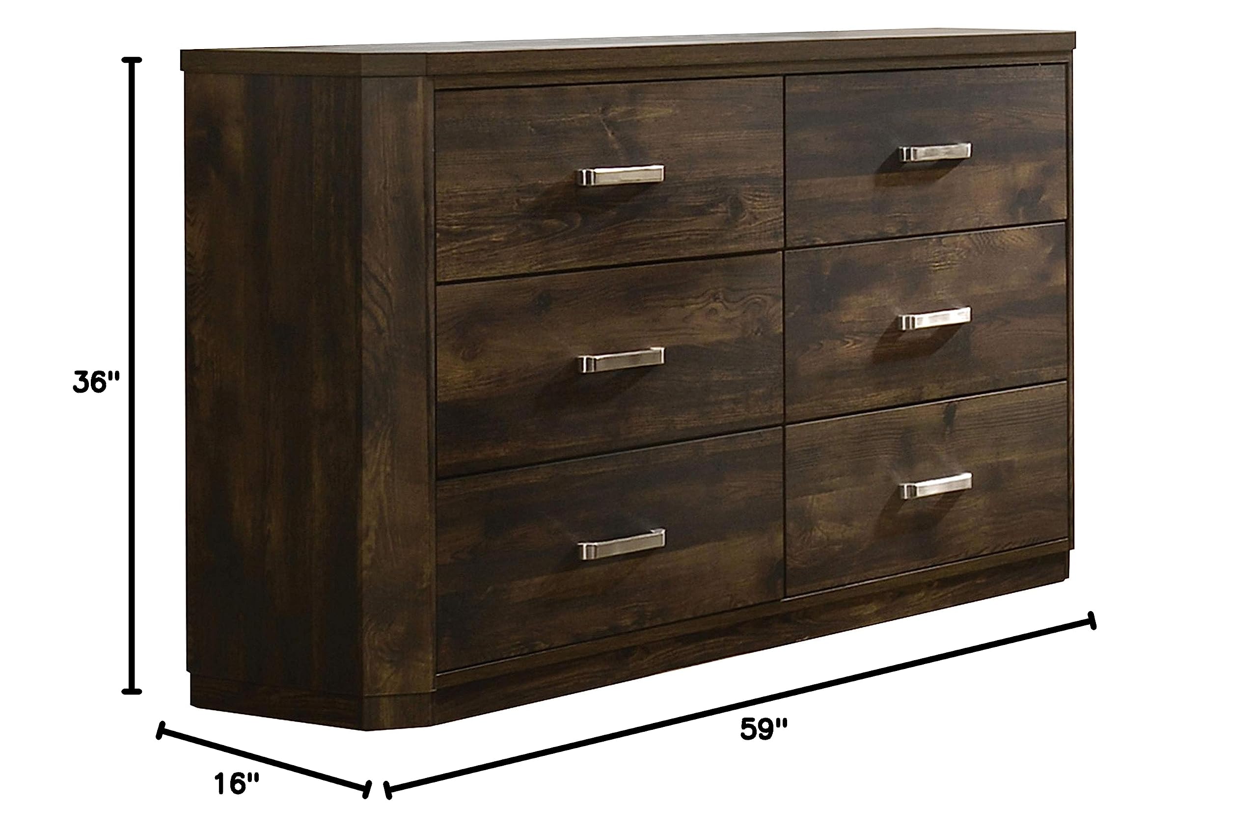 Acme Elettra 6-Drawer Dresser in Antique Walnut Finish - Perfect for Bedroom Storage & Organization