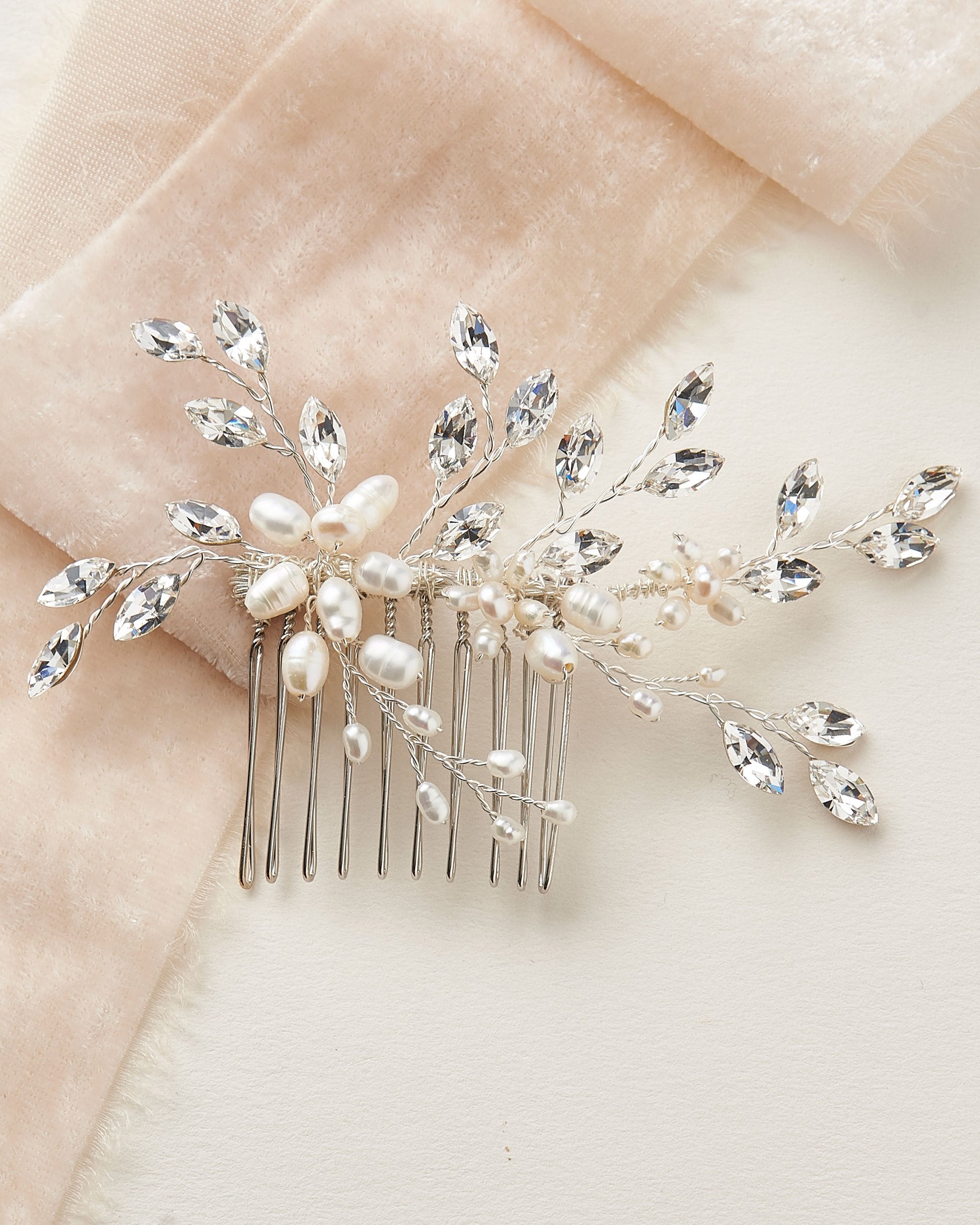 Lillian Pearl & Crystal Hair Comb - Elegant Bridal Hair Accessory for Weddings, Prom, and Special Occasions