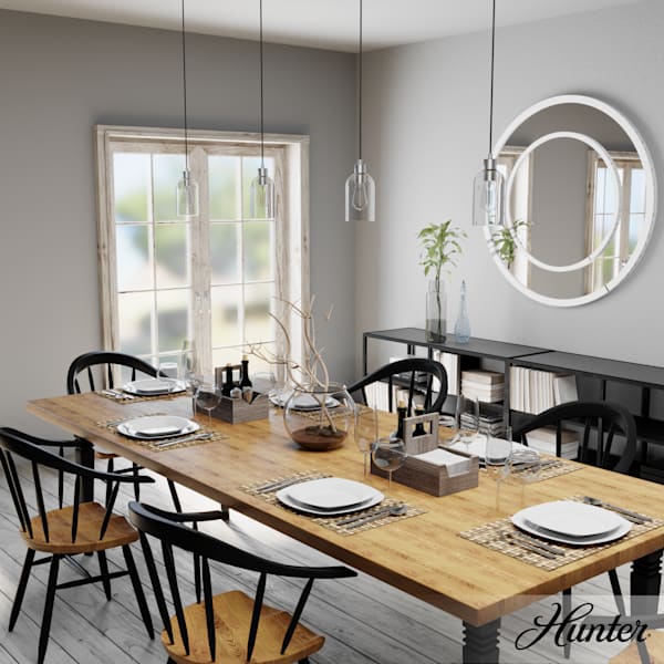 Hunter Lochemeade 1-Light Mini Pendant Light Fixture - Brushed Nickel Finish - Perfect for Kitchen Island, Dining Room, or Entryway Lighting
