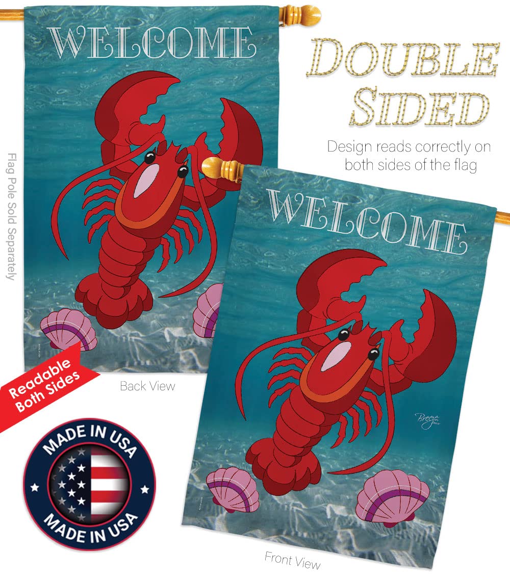 Lobster Coastal Decor Flag Set 28x40
