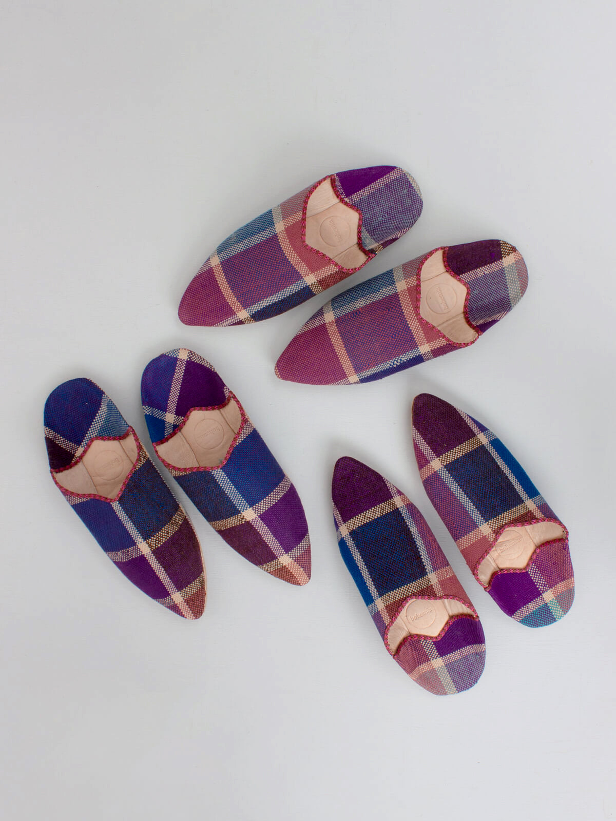 Authentic Moroccan Boujad Pointed Babouche Slippers - Handmade Purple Rain Leather Shoes for Men & Women | Perfect for Home, Lounge & Cultural Events