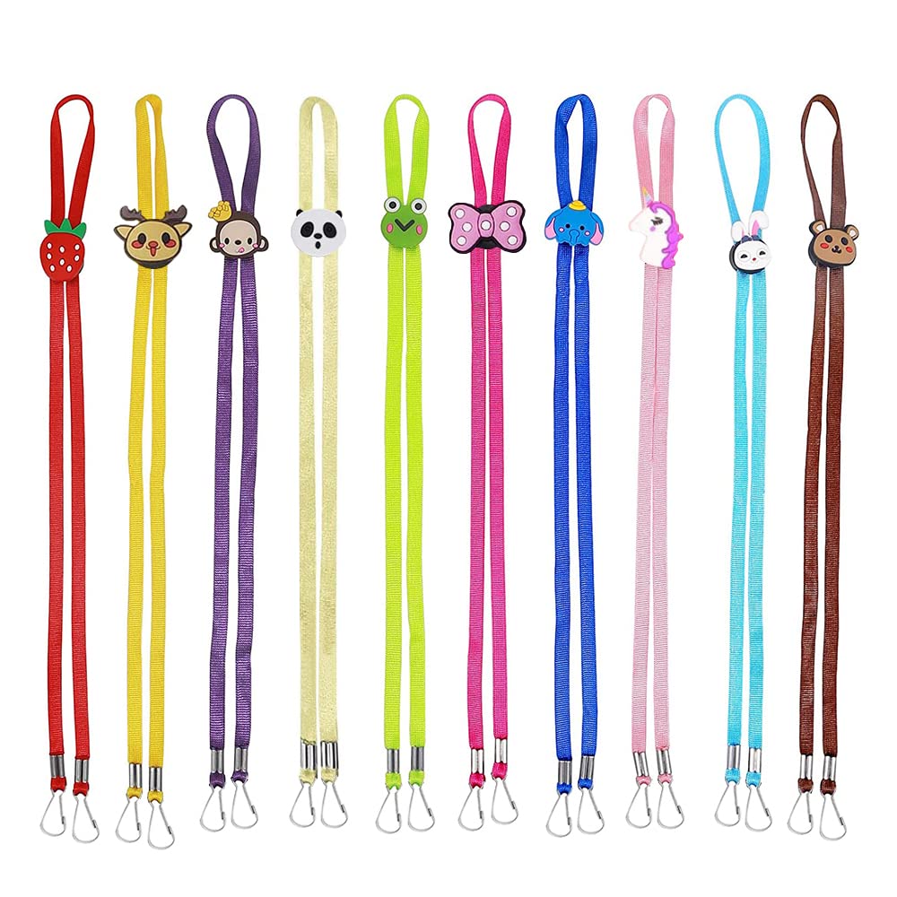 Colorful Kids Face Mask Lanyards - 10 PCS Adjustable Neck Strap for Comfortable Wear
