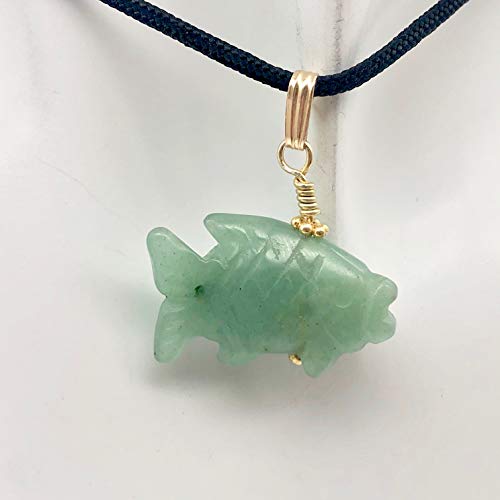 Aventurine Koi Fish Pendant Necklace - 14K Gold Plated Semi Precious Stone Jewelry for Women - Spiritual Healing, Good Luck Charm & Fashion Statement - Perfect for Gifts, Meditation & Everyday Wear