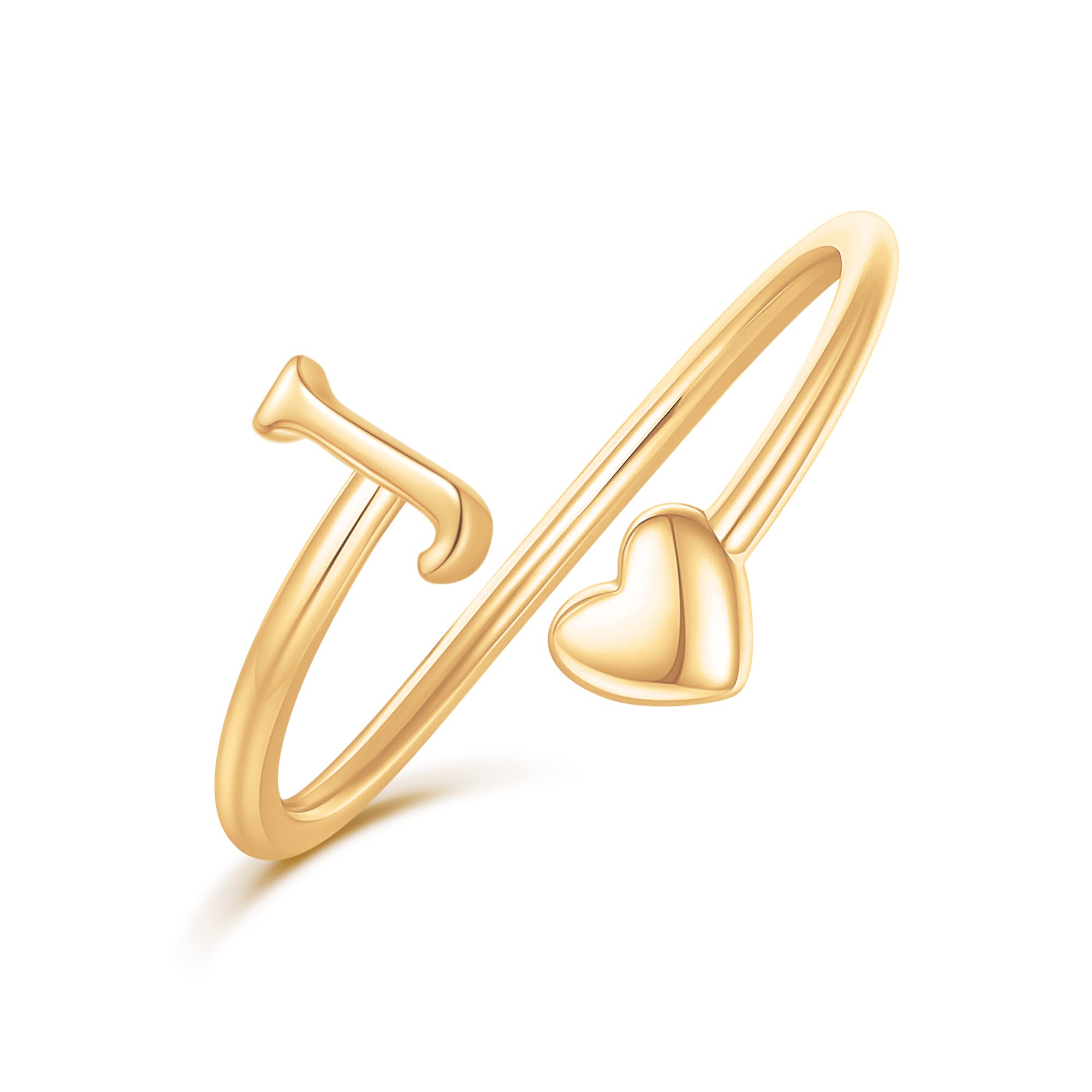 Heart Initial Rings for Women & Teen Girls - Adjustable Stackable Cute Heart Letter Rings | Perfect for Valentine's Gifts, Birthday Presents & Everyday Fashion Jewelry