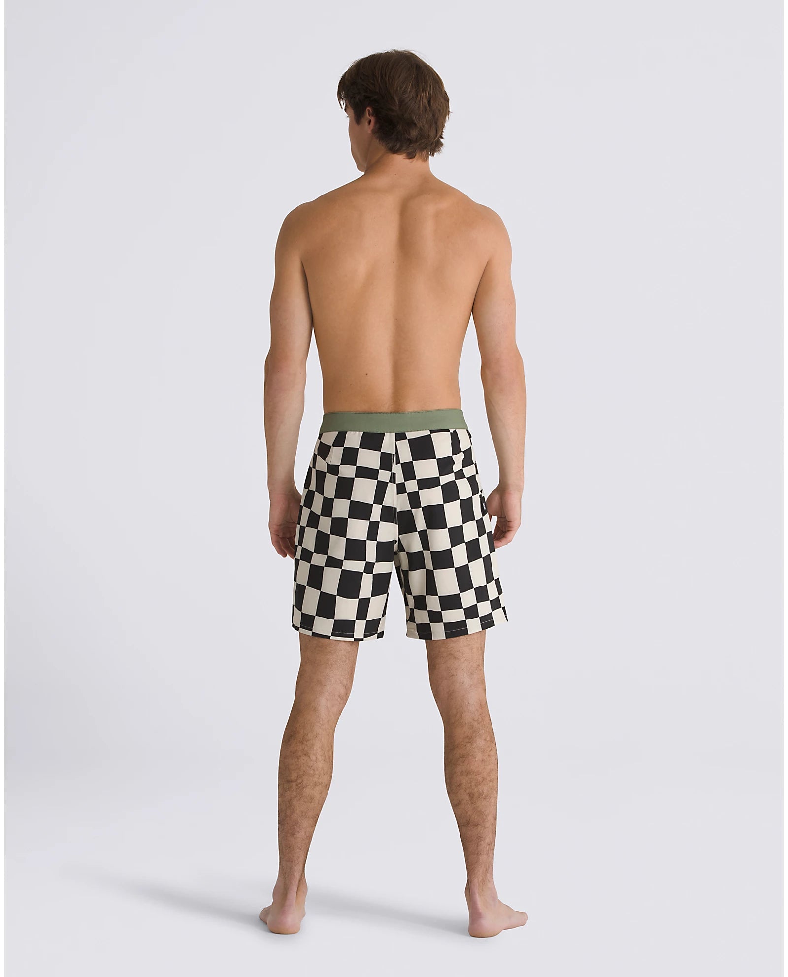 VANS MTE The Daily Check Boardshort Oatmeal/Black - Men's Quick-Dry Swim Trunks for Beach, Surfing & Summer Outdoor Activities