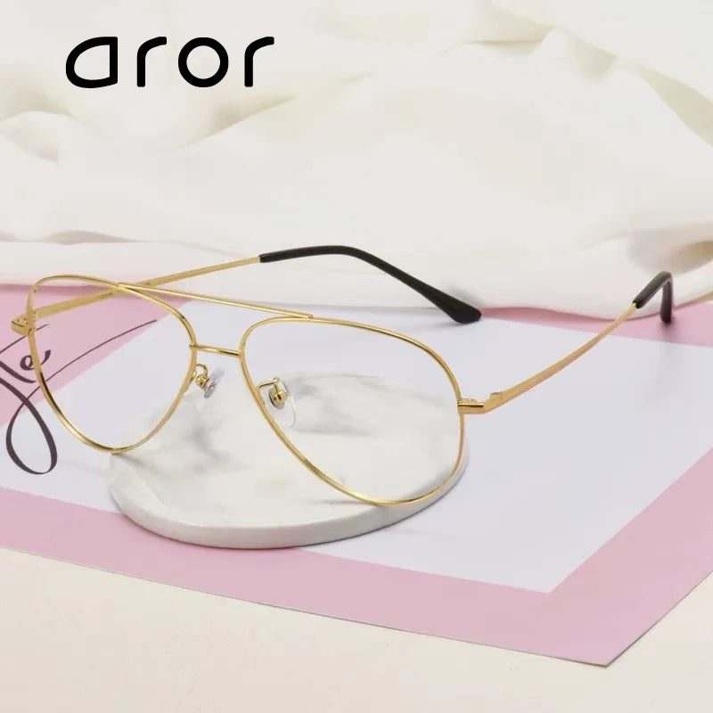 Aror Men's Full Rim Oval Double Bridge Titanium Eyeglasses 42194 - Lightweight & Durable Titanium Frame for Reading, Work, and Everyday Use