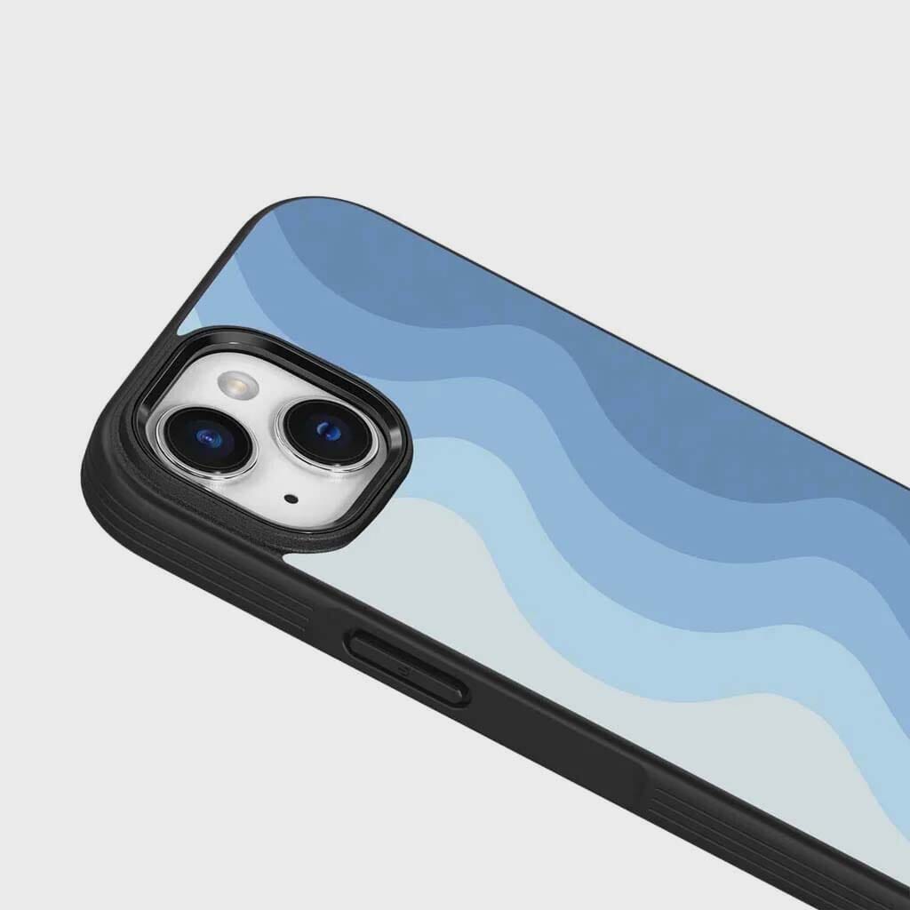 Premium iPhone 15 Plus Case with MagSafe - Blue Wave Design | Slim Protective Cover for Wireless Charging | Perfect for Work, Travel & Everyday Use