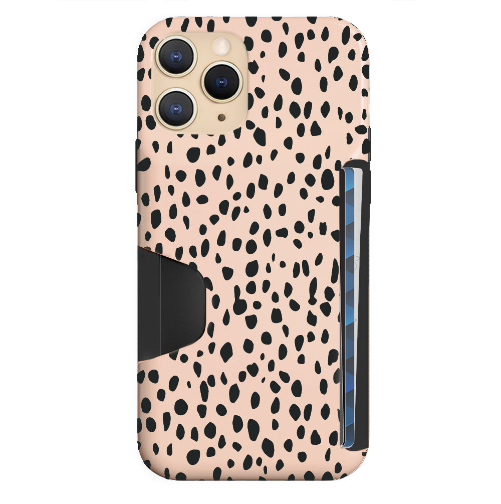 Spotted Cheetah Print iPhone Wallet Case - Slim Protective Phone Cover with Card Holder for iPhone 13/14/15 Pro Max | Perfect for Travel, Shopping & Everyday Use