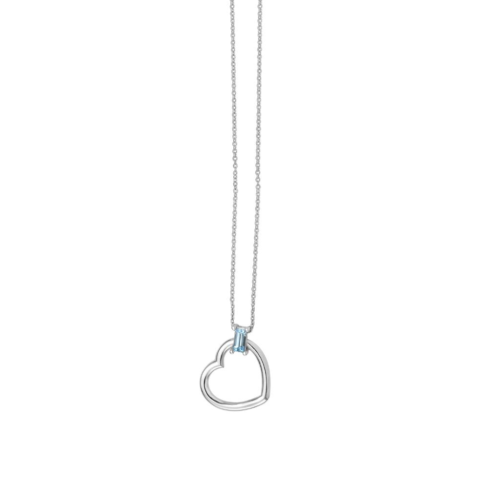 14K Gold Baguette Gemstone Heart Pendant Necklace for Women - Elegant Valentine's Day Gift, Anniversary Jewelry & Romantic Date Night Accessory
