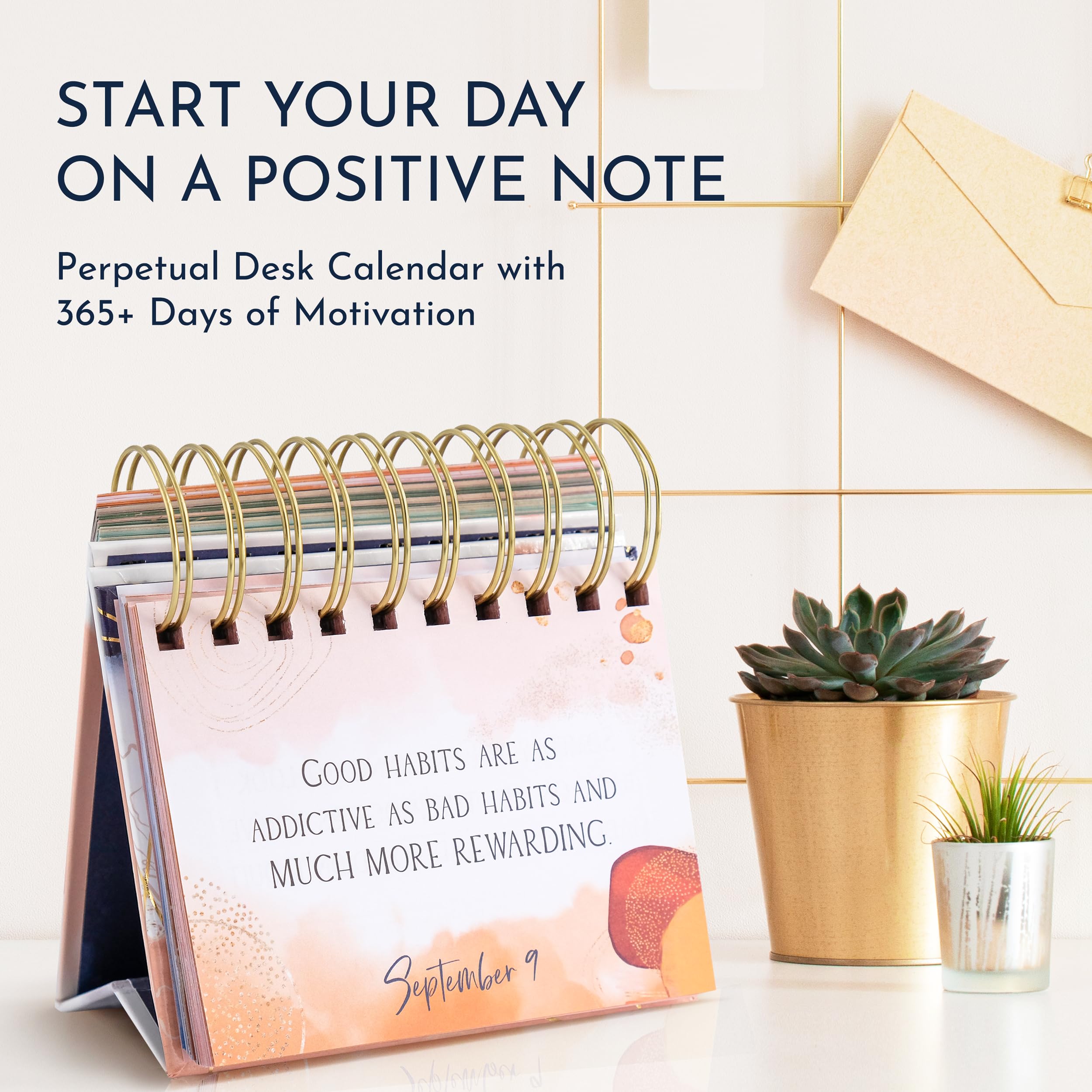 Motivational Flip Calendar with Inspirational Quotes - Daily Desk Calendar for Women - Office & Home Decor - Perfect for Work Desks, Study Areas & Gift Giving
