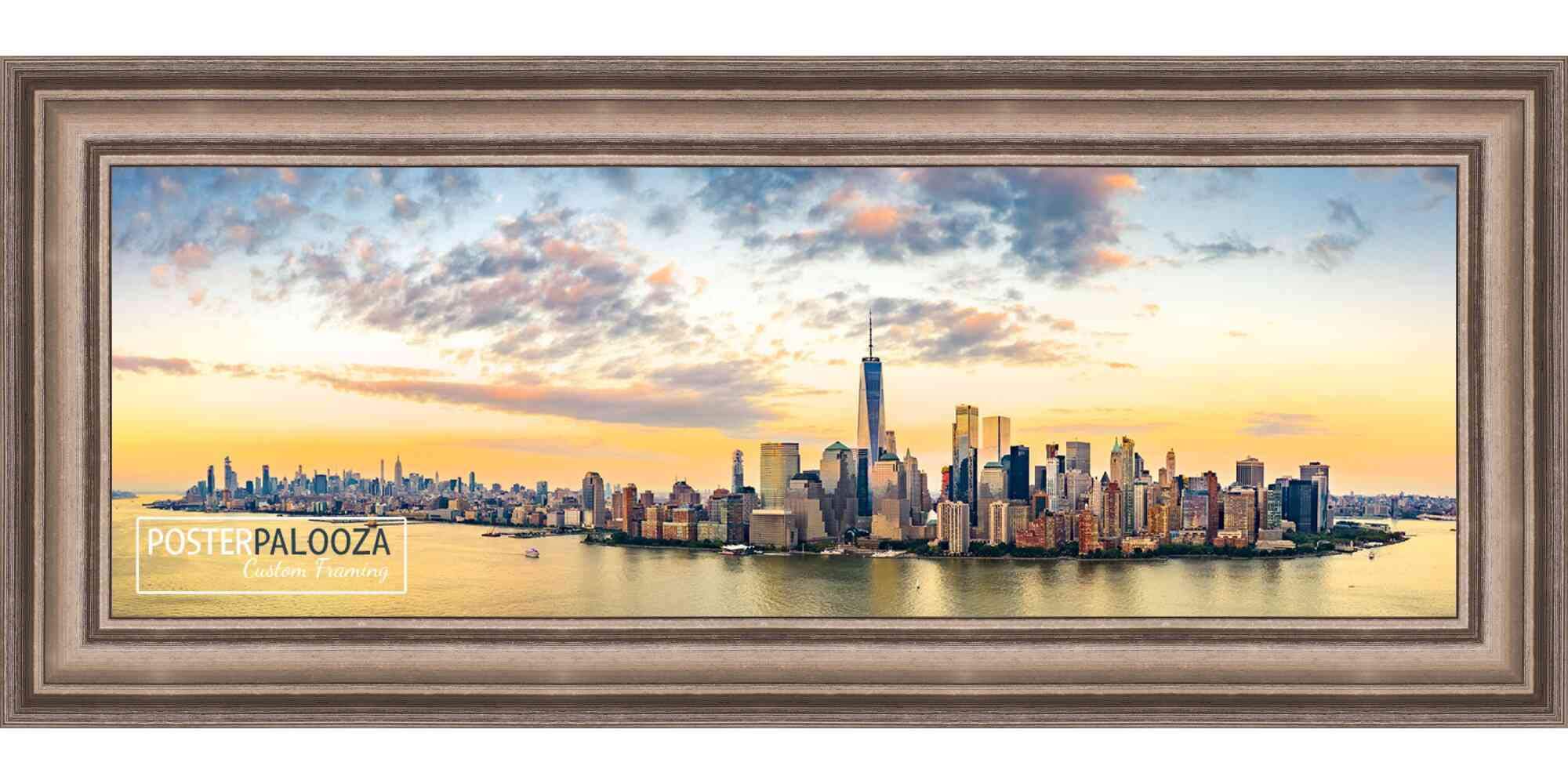 40x14 Traditional Silver Wood Panoramic Picture Frame with UV Acrylic & Foam Backing - Perfect for Wall Art, Family Photos, and Home Decor