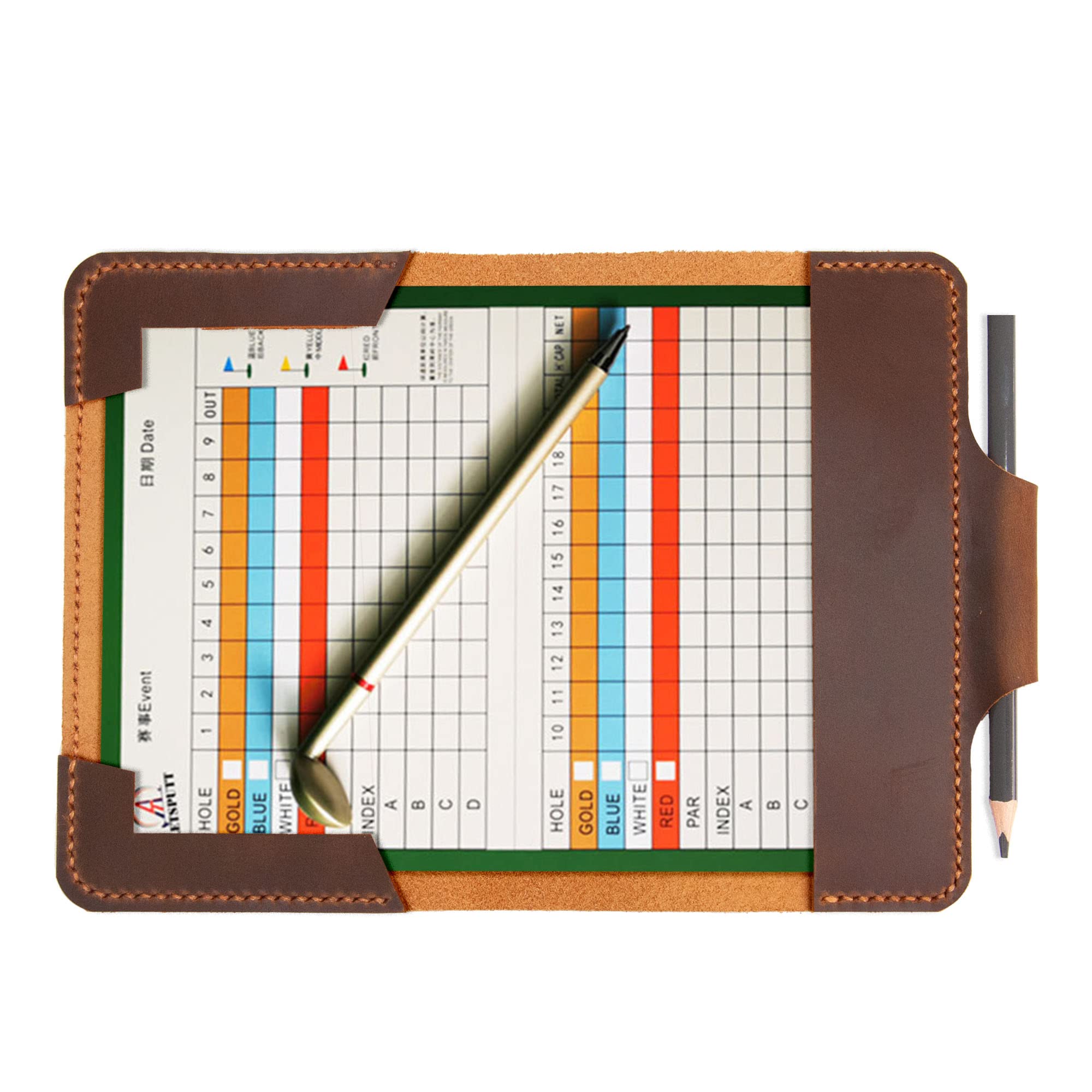 Personalized Leather Golf Yardage Book Holder & Scorecard Cover - Premium Golf Accessories for Men - Ideal Golf Gifts for Dad, Husband & Golfers - Perfect for Course Play & Tournament Use