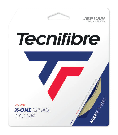 Tecnifibre X-One Biphase Tennis Strings Set - High Performance Synthetic Gut for Power & Control | Perfect for Competitive Play & Training