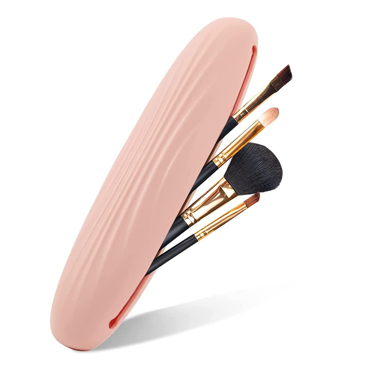 SHUBHPETAL Silicone Makeup Brush Holder Travel Organizer - Portable Soft Cosmetic Face Brushes Pouch for On-the-Go Beauty (Pink) | Perfect for Travel, Gym & Daily Makeup Storage