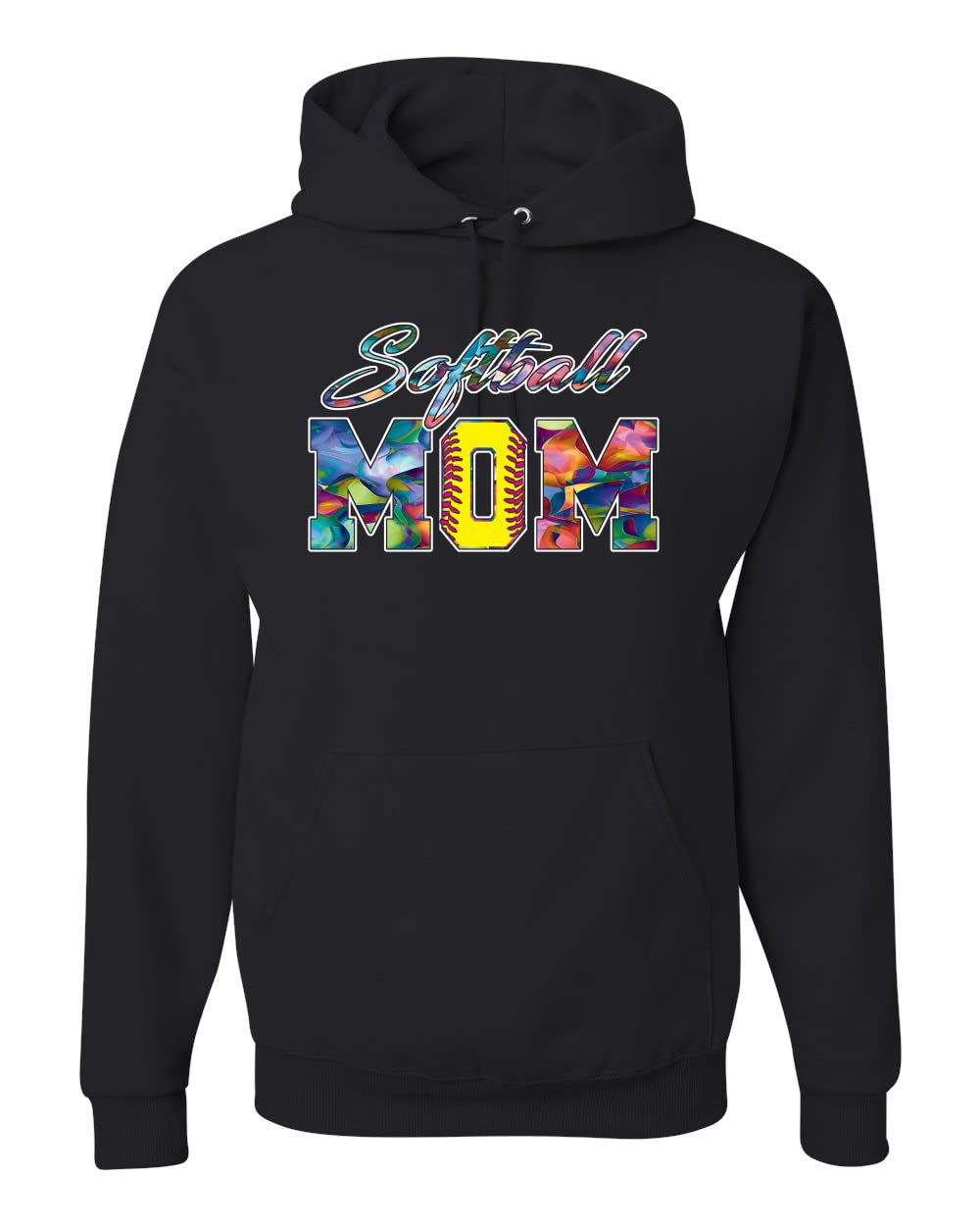 Wild Bobby Colorful Softball Mom Hoodie - Unisex Graphic Sweatshirt for Mother's Day Gifts - Perfect for Baseball Games, Team Spirit & Casual Wear