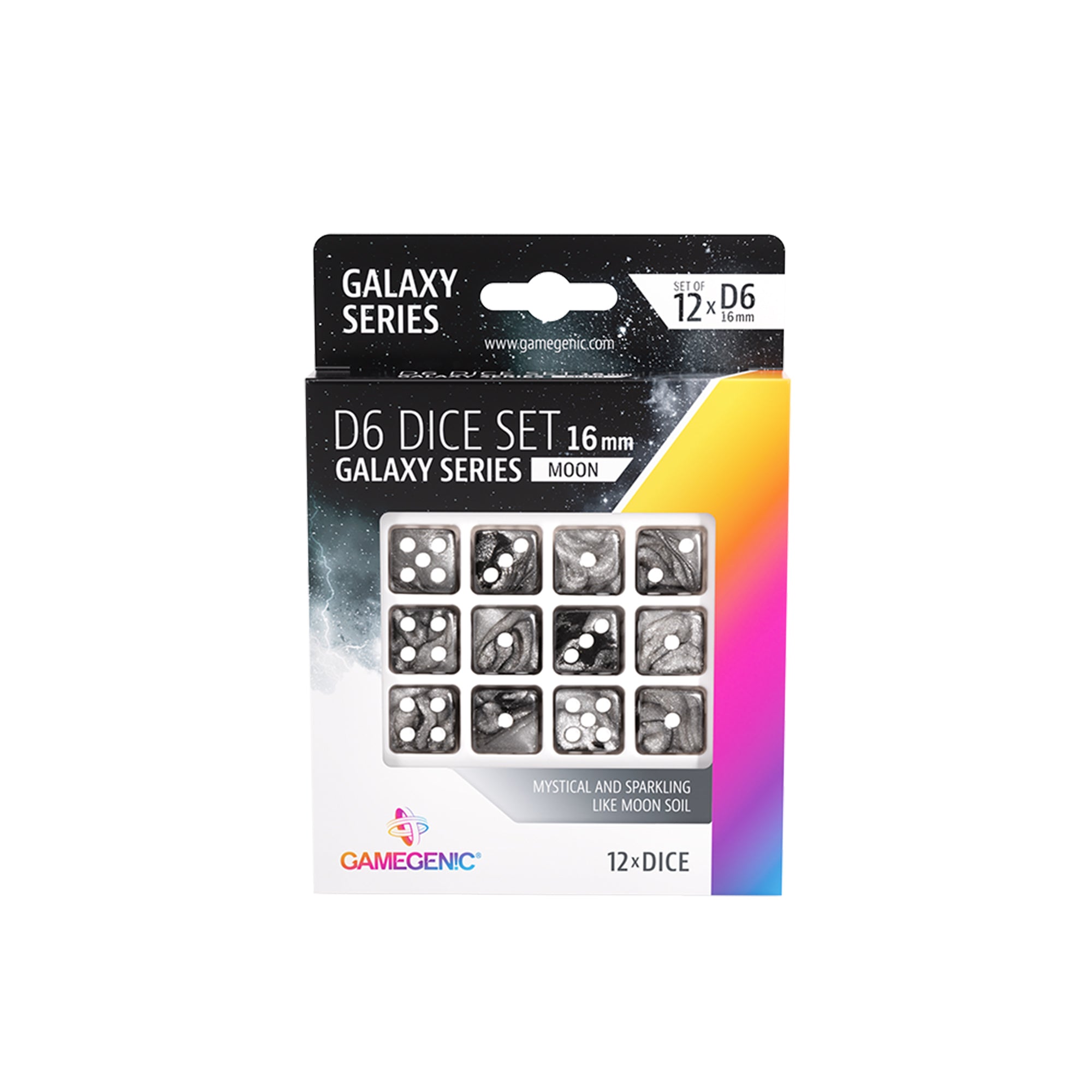 Premium Galaxy Series Moon D6 Dice Set - 16mm Polyhedral Dice (12pcs) for Tabletop RPG, Dungeons & Dragons, Board Games & Collectors