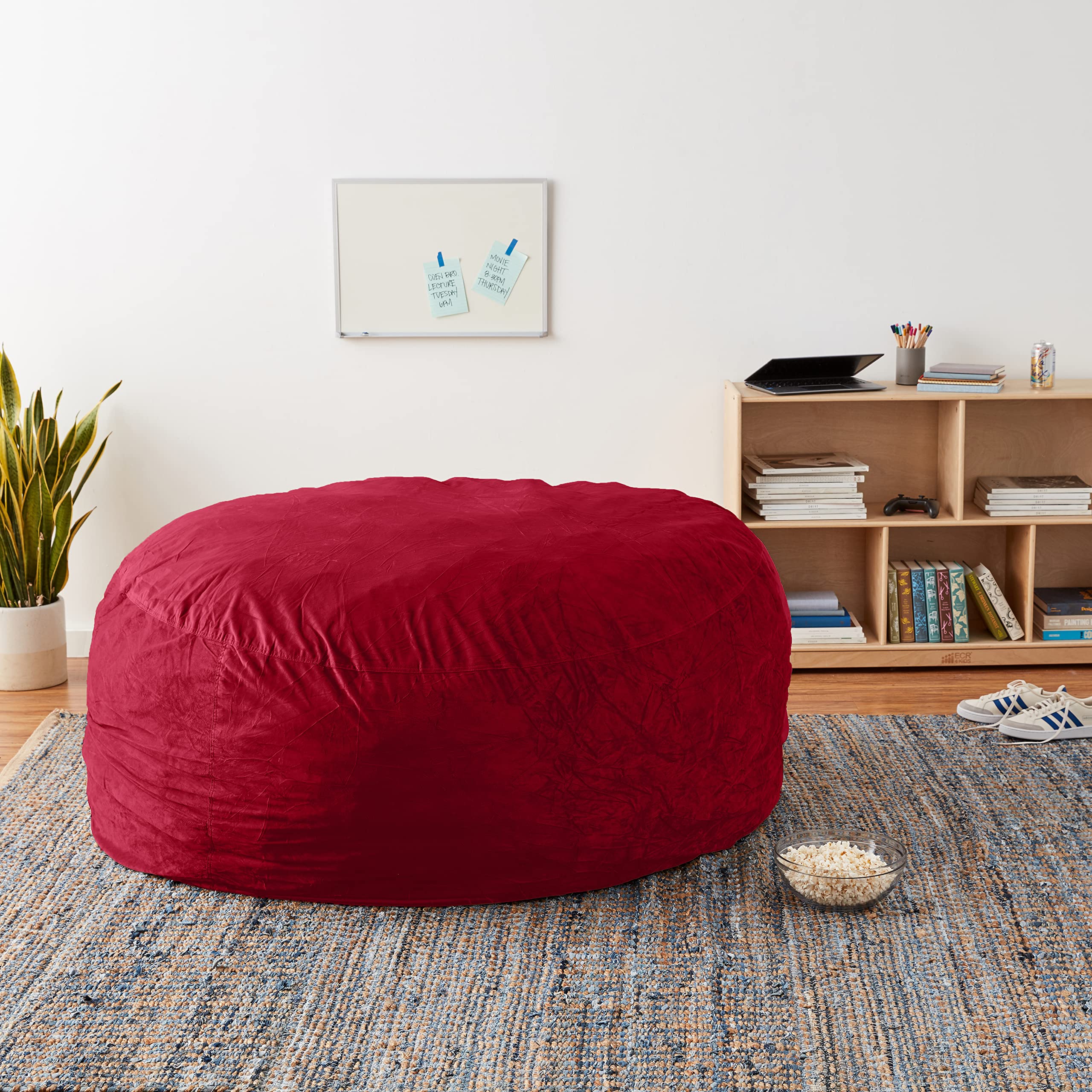 6-Feet Sofa Sack Bean Bag Chair Cover Only - Soft Fluffy Round/Oval Replacement for Adults & Kids (No Filling) - Perfect for Reading Chairs, Floor Seating & Lazy Lounging - Cinnabar Color