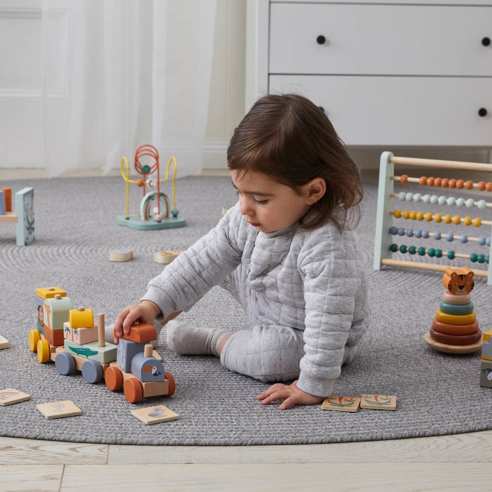 Wooden Jungle Animals Safari Train Set - Kids Toy for Imaginative Play, Learning & Room Decor - Perfect for Birthday Gifts & Preschool Education