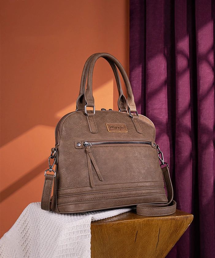 Wrangler Dome Satchel Crossbody Bag for Women & Men - Durable Leather Shoulder Bag - Perfect for Travel, Work & Everyday Use