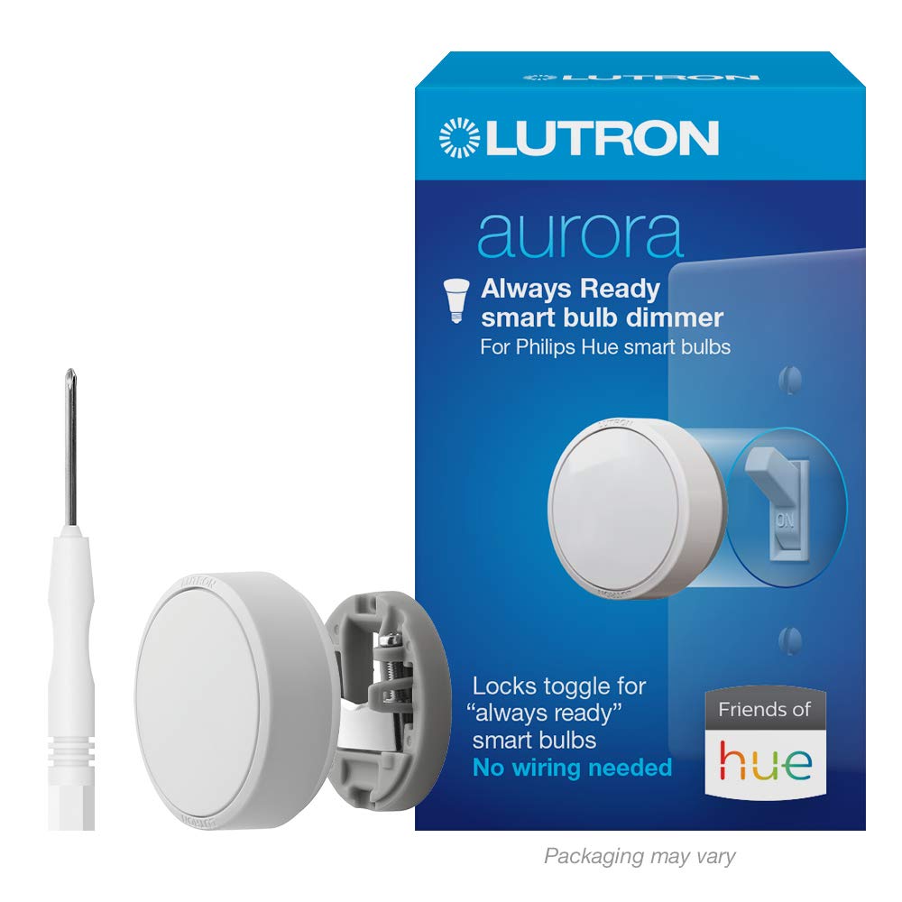 Lutron Aurora Smart Bulb Dimmer Switch for Philips Hue - White | Z3-1BRL-WH-L0-A | Easy Installation with Screwdriver Included | Perfect for Bedroom, Living Room & Smart Home Lighting Control