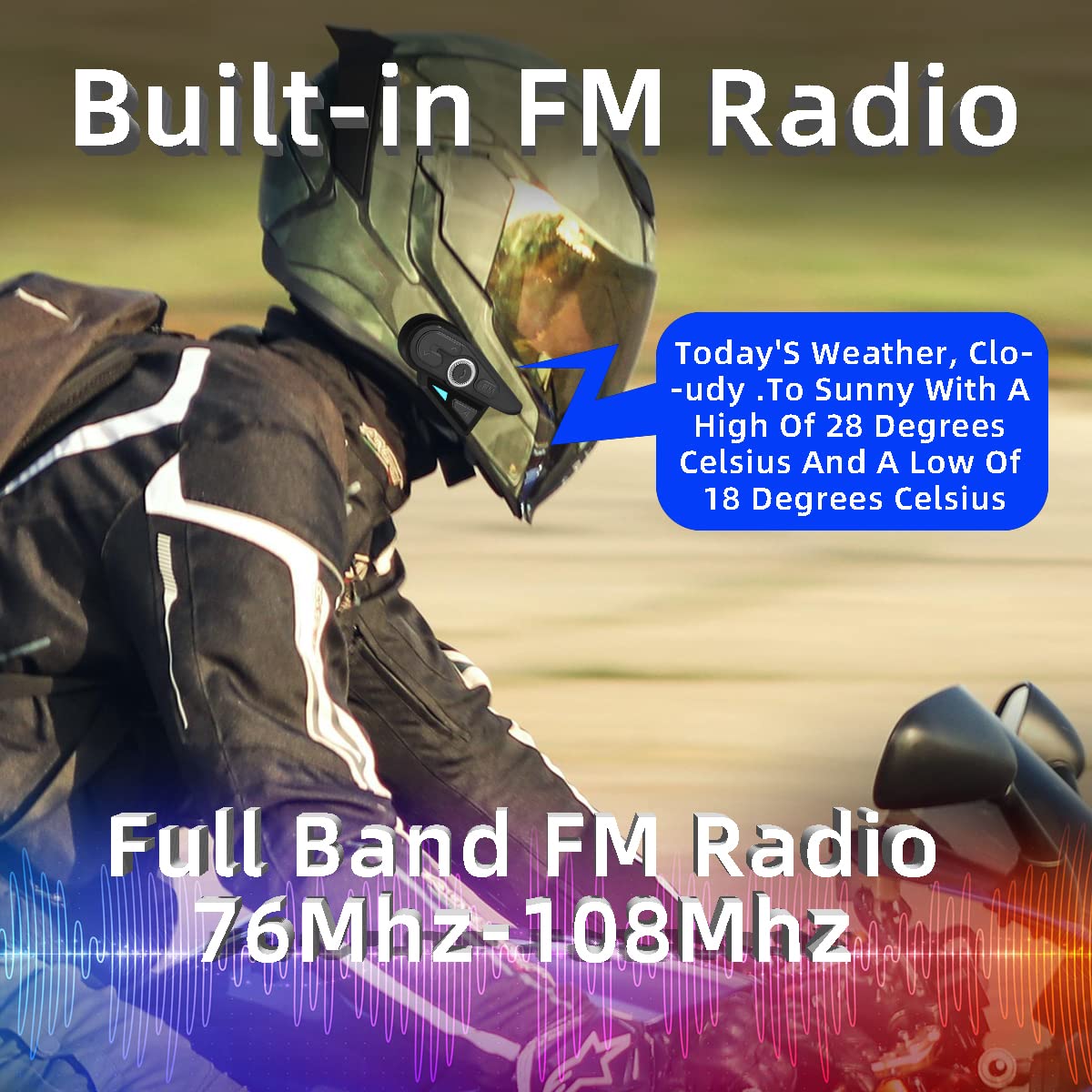Motorcycle Helmet Bluetooth 5.0 with 8-Person Group Intercom, 6 Color Options, FM Radio, IPX67 Waterproof & DSP/CVC Noise Cancellation - Compatible with Snowmobile, ATV, Dirt Bike Riding | Perfect for Group Rides, Off-Road Adventures & Long-Distance Touring