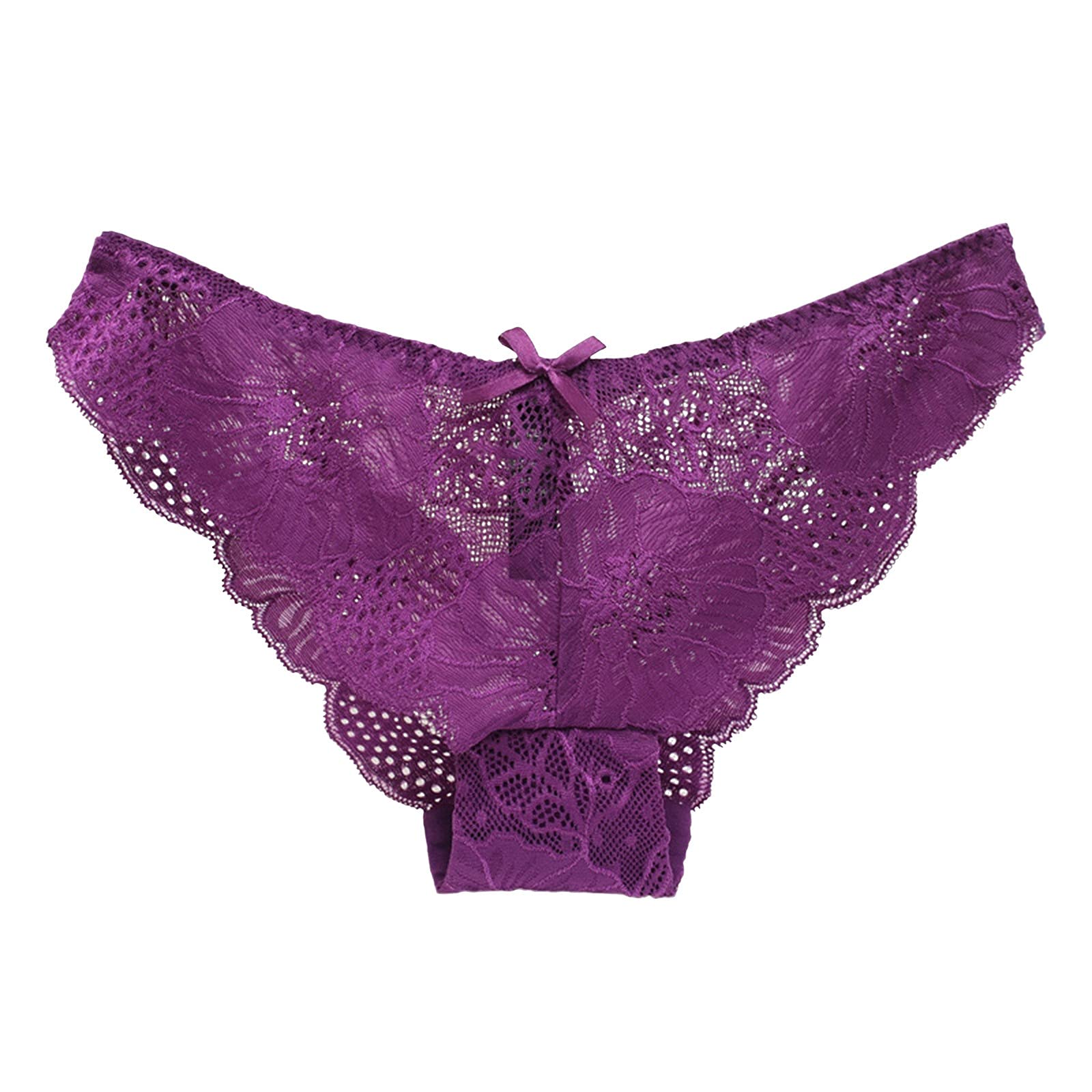 Sexy Women's Lace Underwear Set - Comfortable Hollow Ruffle Low Bow Lingerie in Blue & Purple (XXL) | Perfect for Valentine's Day, Bridal Shower & Romantic Nights