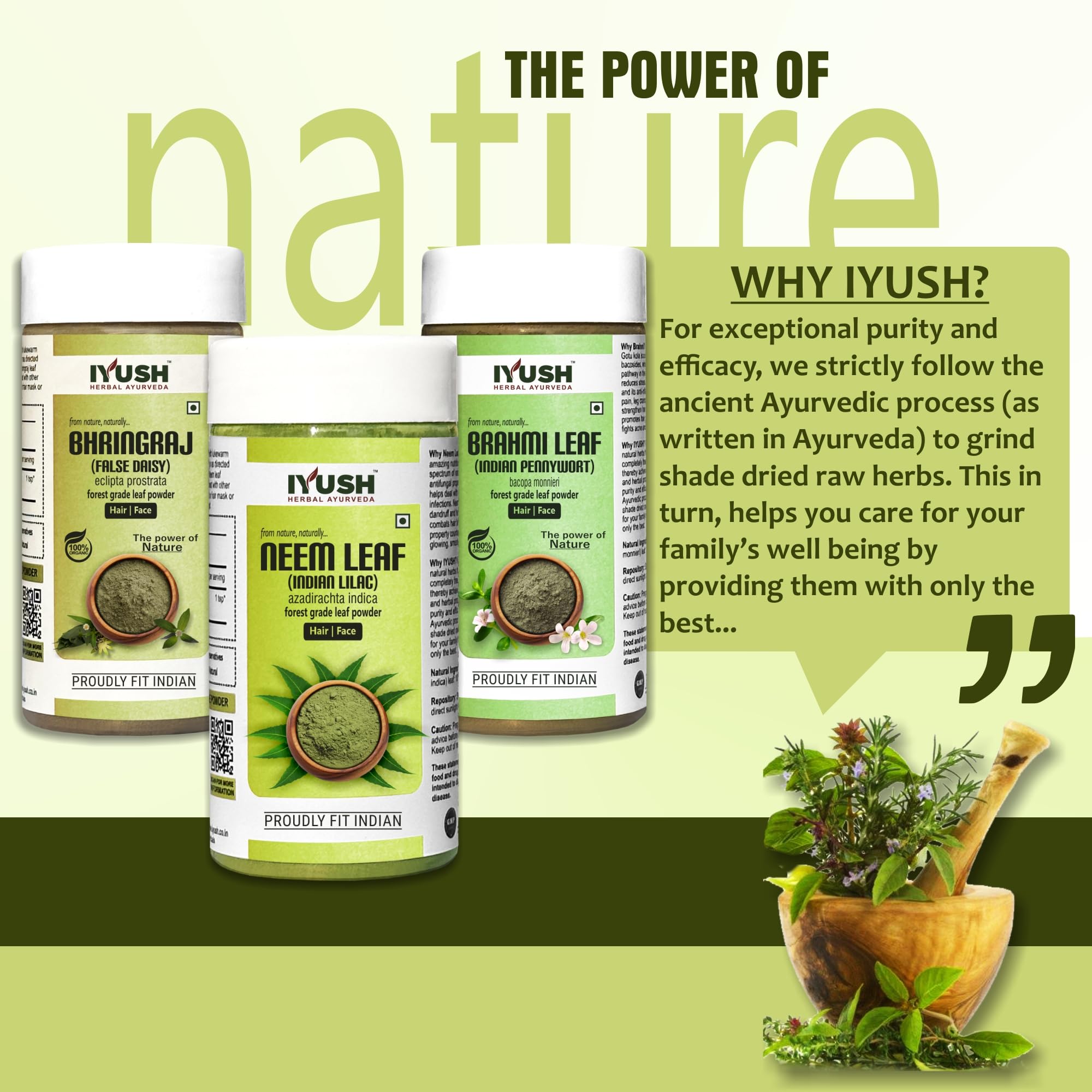 Organic Neem Powder with Brahmi & Bhringraj for Hair Growth – 300g Ayurvedic Hair Mask for Dry, Frizzy Hair | Volumizing Hair Treatment Powder | Natural Hair Pack for Stronger, Healthier Hair | Perfect for DIY Hair Masks & Scalp Treatments at Home