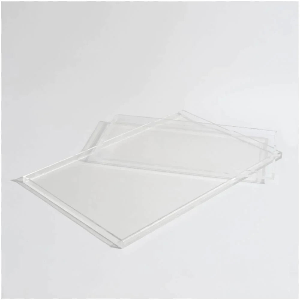 Clear Double Dog Bowl Feeder with 1 Pint Glass Bowls - Non-Slip Pet Food and Water Dish for Small to Medium Dogs - Perfect for Home, Kitchen, or Travel Use