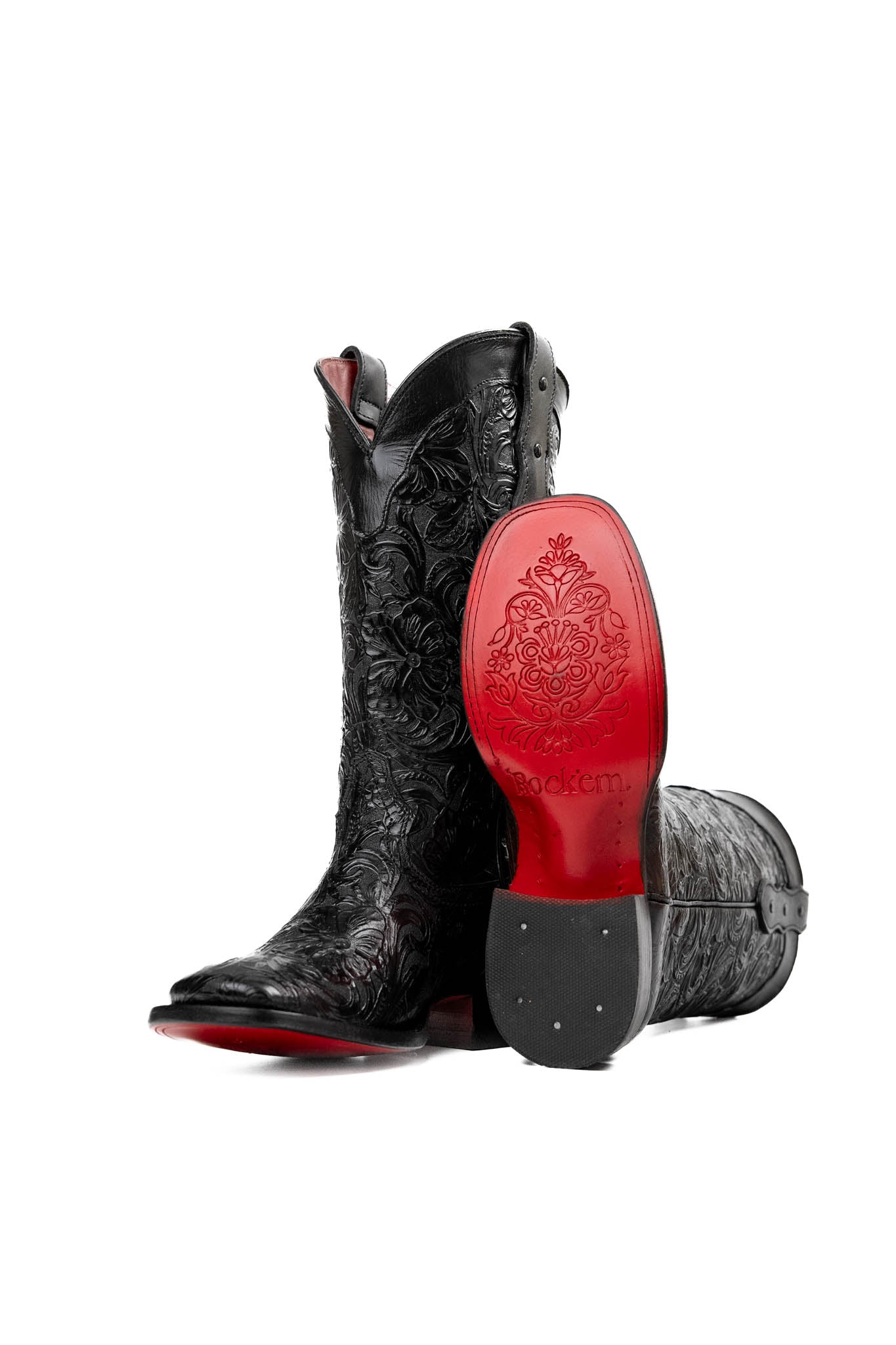 Ruby Red Cincelado Cowgirl Boots with Square Toe & Red Bottom - Perfect for Western Rides, Country Concerts, and Fashion Outfits