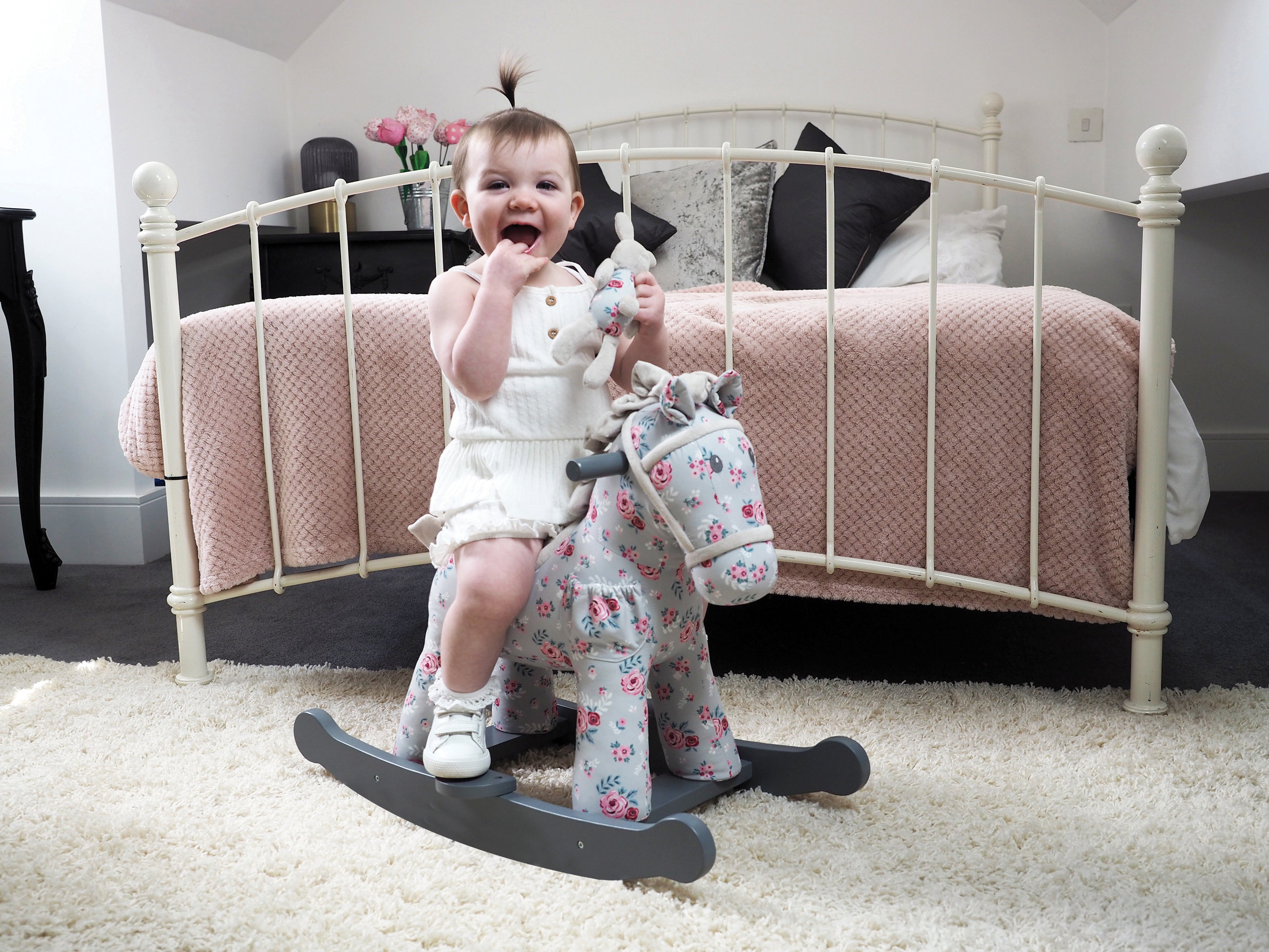 Lily & Rose Wooden Rocking Horse for Kids - Classic Nursery Decor & Toddler Gift for Birthday, Christmas & Playroom