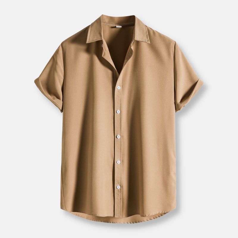 Antonio's Summer Short Sleeve Solid Color Casual Shirt for Men - Perfect for Beach Outings, Vacation & Summer Fashion