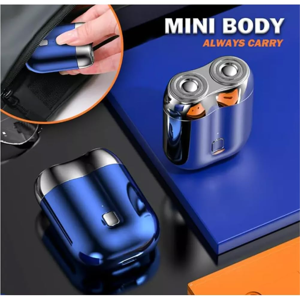 Mini Electric Shaver for Men - Rechargeable Waterproof Travel Razor with 2 Blades | Portable Face Shaver for Smooth Shaving at Home, Gym & Business Trips