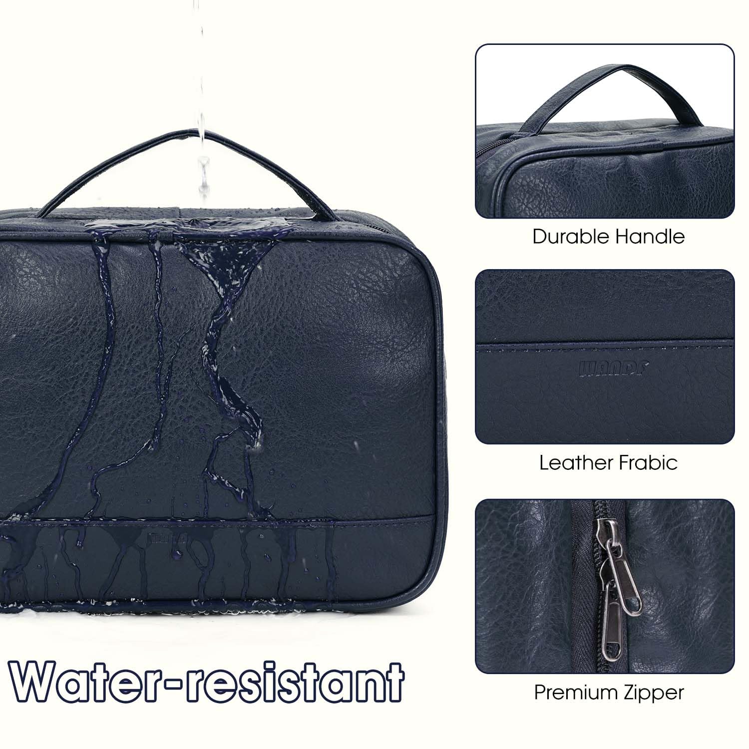 Premium Travel Toiletry Bag for Men & Women - Waterproof Dopp Kit with 4 Compartments, Hanging Hook & Travel Organizer (Navy Blue) - Ideal for Camping, Gym, Business Trips & Vacation Essentials Storage