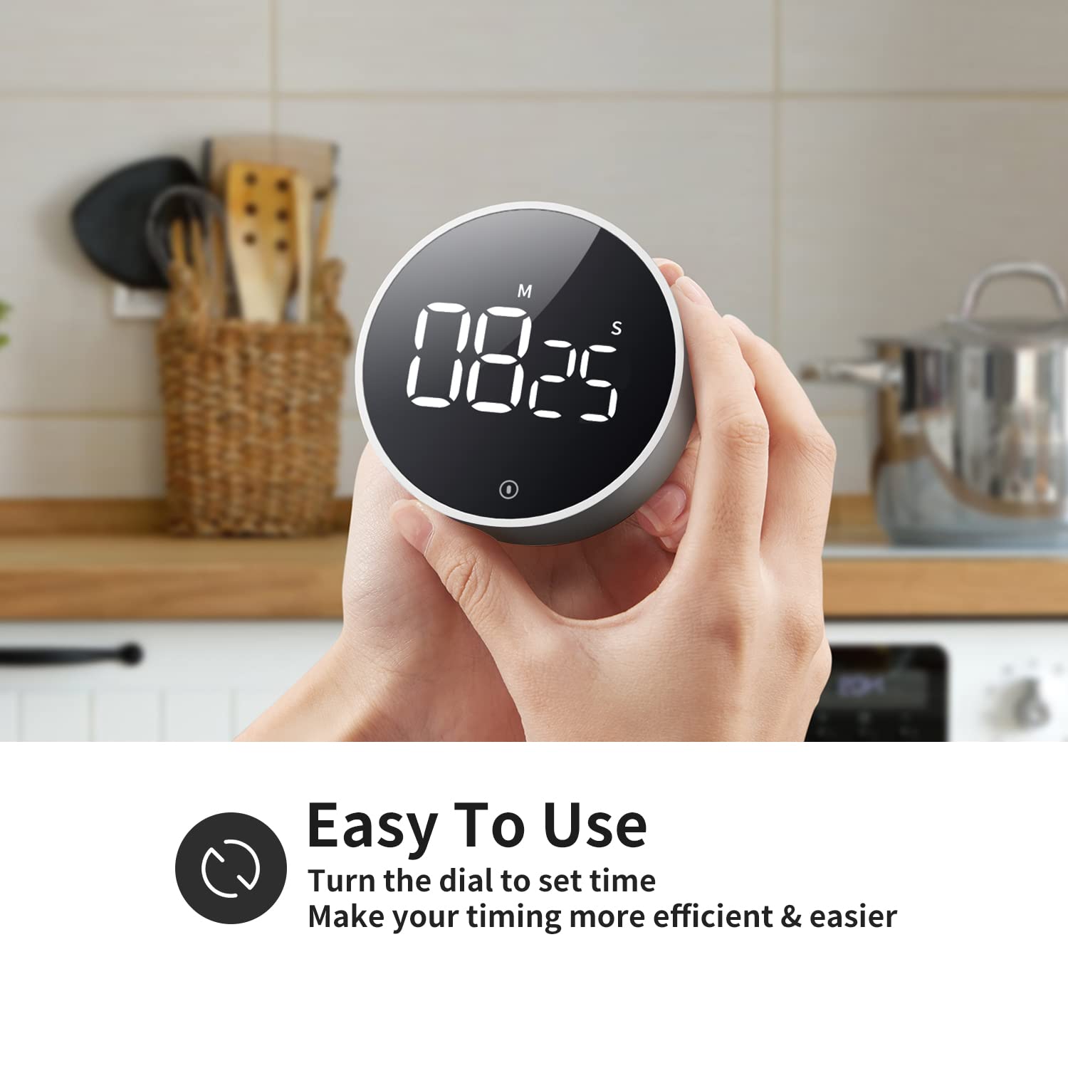 VOCOO Digital Kitchen Timer - Magnetic Countdown & Countup Timer with Large LED Display, Adjustable Volume - Perfect for Cooking, Baking, Kids & Seniors (Space Grey) | Ideal for Kitchen, Classroom & Home Use