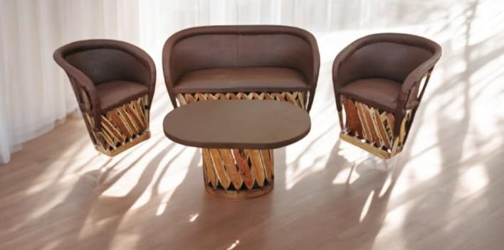 Handmade Mexican Equipal Living Room Furniture - Traditional Coffee Color Leather Chair by Equipales San Jose | Perfect for Home, Office, Restaurant & Outdoor Spaces