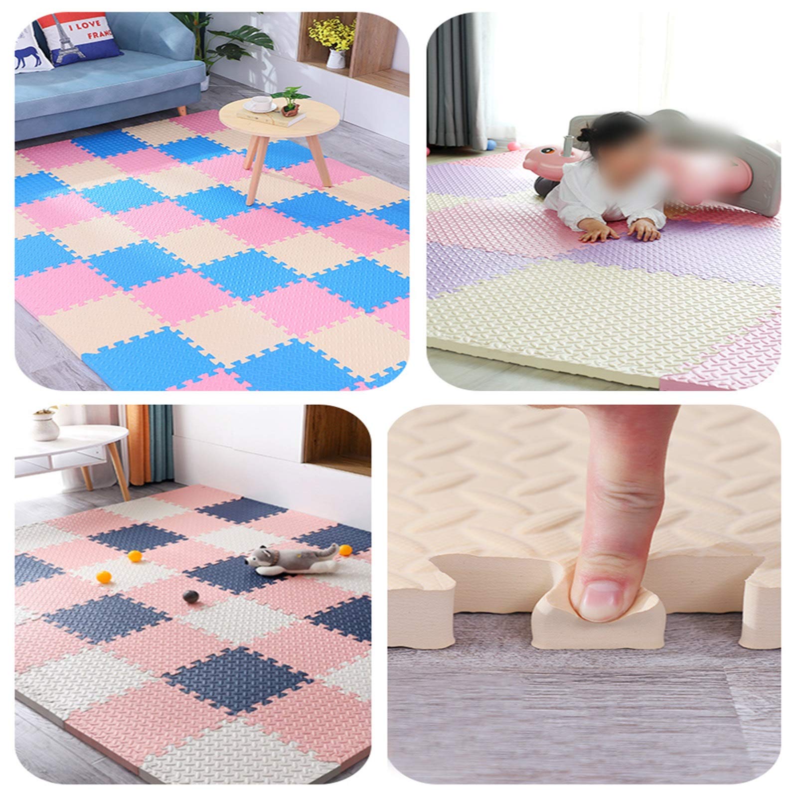 Non-Toxic ALGFree Kids Playmat - 36pcs Interlocking EVA Foam Floor Tiles (30x30x1.2cm) for Gym, Exercise & Playroom - Soft Protective Flooring Mats for Toddlers, Home Workouts & Equipment Protection - Perfect for Daycare, Nursery & Fitness Areas