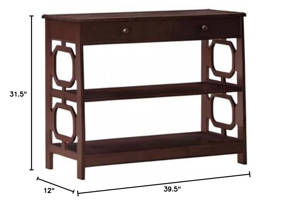 Pemberly Row Modern Espresso Wood Storage Console Table - Entryway, Living Room & Hallway Organizer with Stylish Design