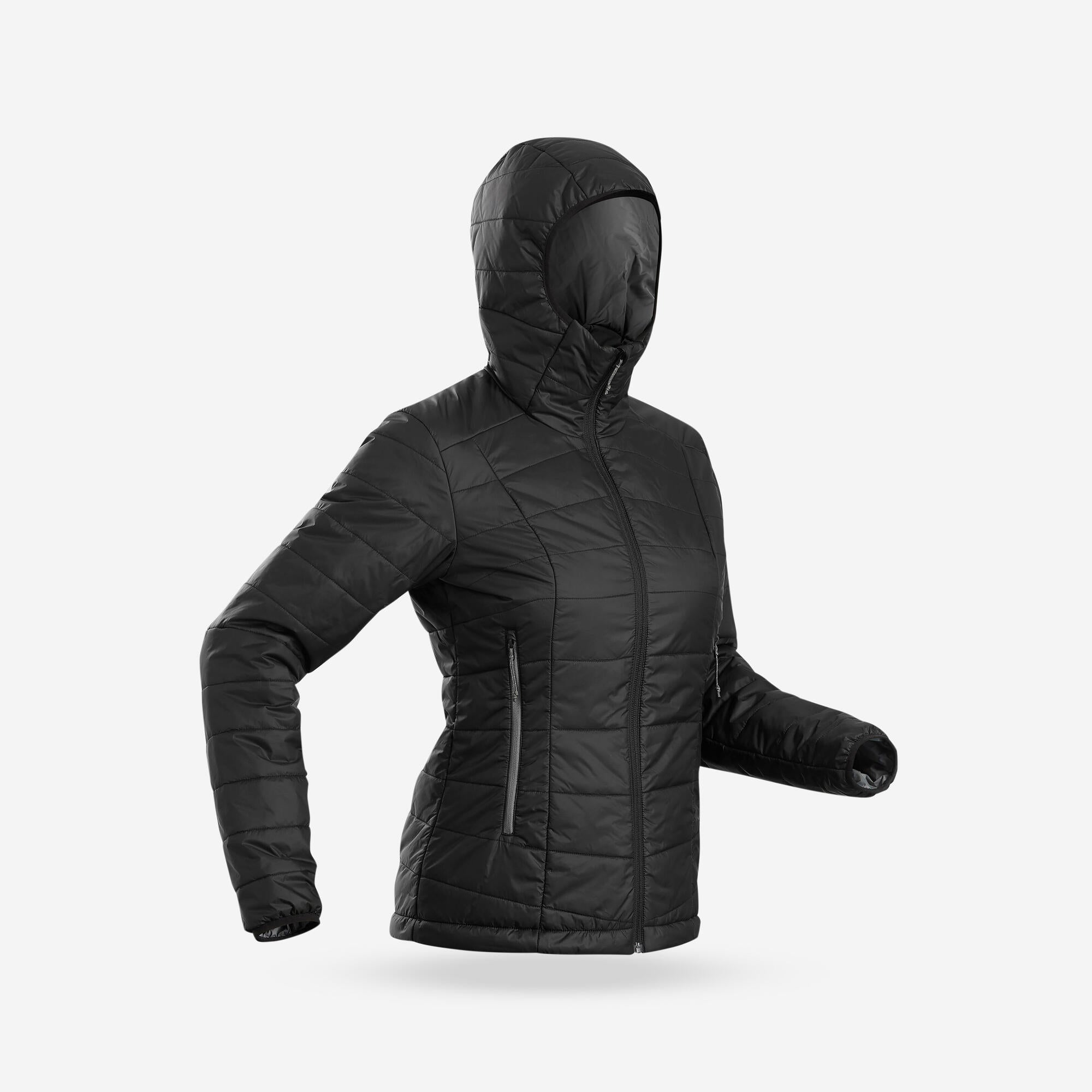 Forclaz Women's MT100 Lightweight Hooded Synthetic Jacket - Waterproof Windbreaker for Hiking, Camping & Outdoor Adventures