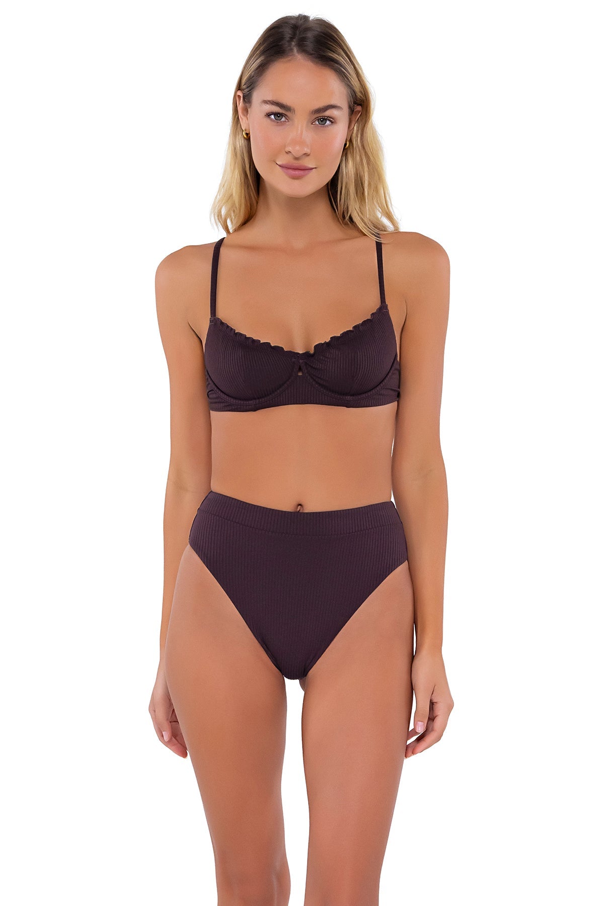 B Swim Java Flat Rib Margot Bikini Bottom - High Waisted Swimwear for Women, Comfortable & Stylish Beach Bikini Bottoms | Perfect for Pool Parties, Vacations & Summer Getaways