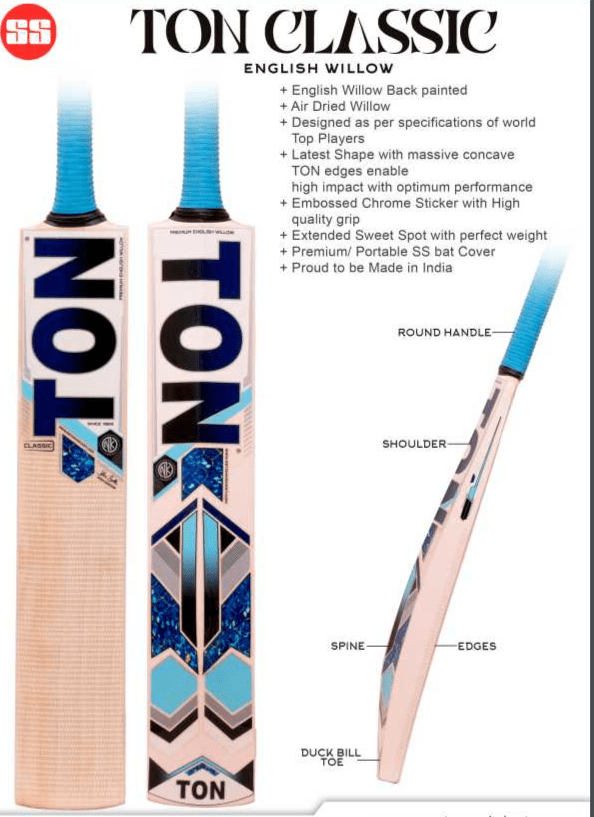 Premium SS Ton Classic Adult Cricket Bat - High Performance English Willow for Professional & Amateur Players | Perfect for Matches, Training & Backyard Cricket Games