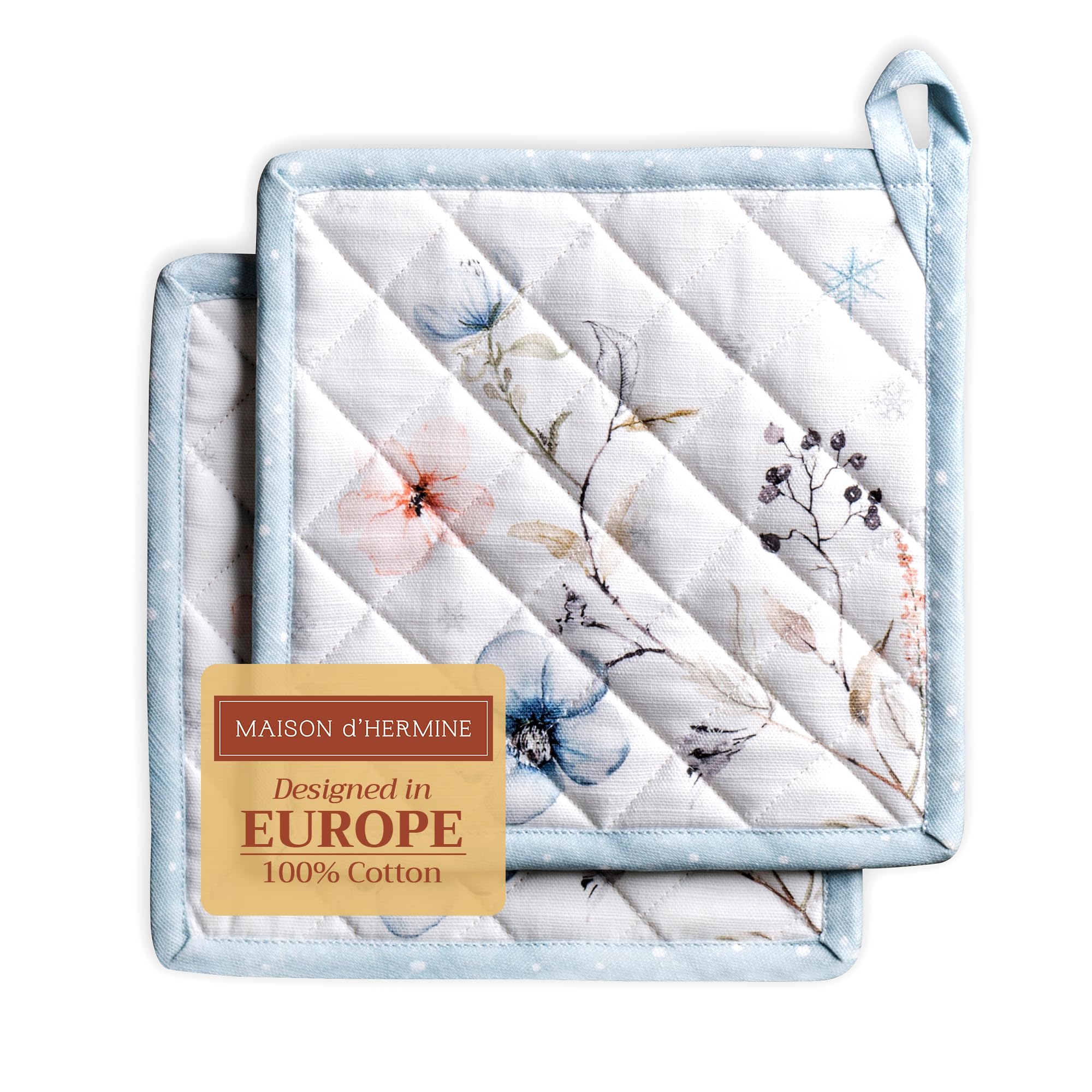 Maison d'Hermine 100% Cotton Set of 2 Heat Resistant Pot Holders 8