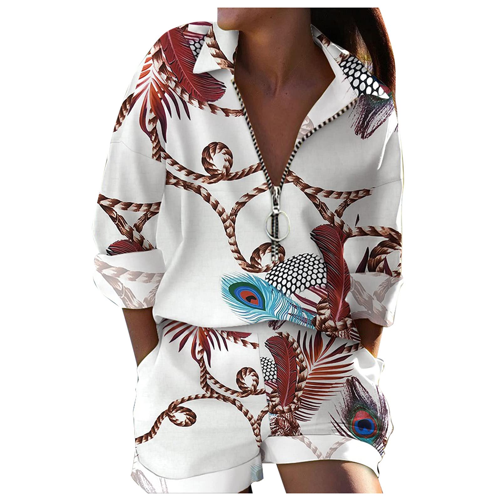 Women's Casual Shorts Set with Zipper - Stylish Tech Suit for Summer | Perfect for Workout, Travel & Everyday Wear