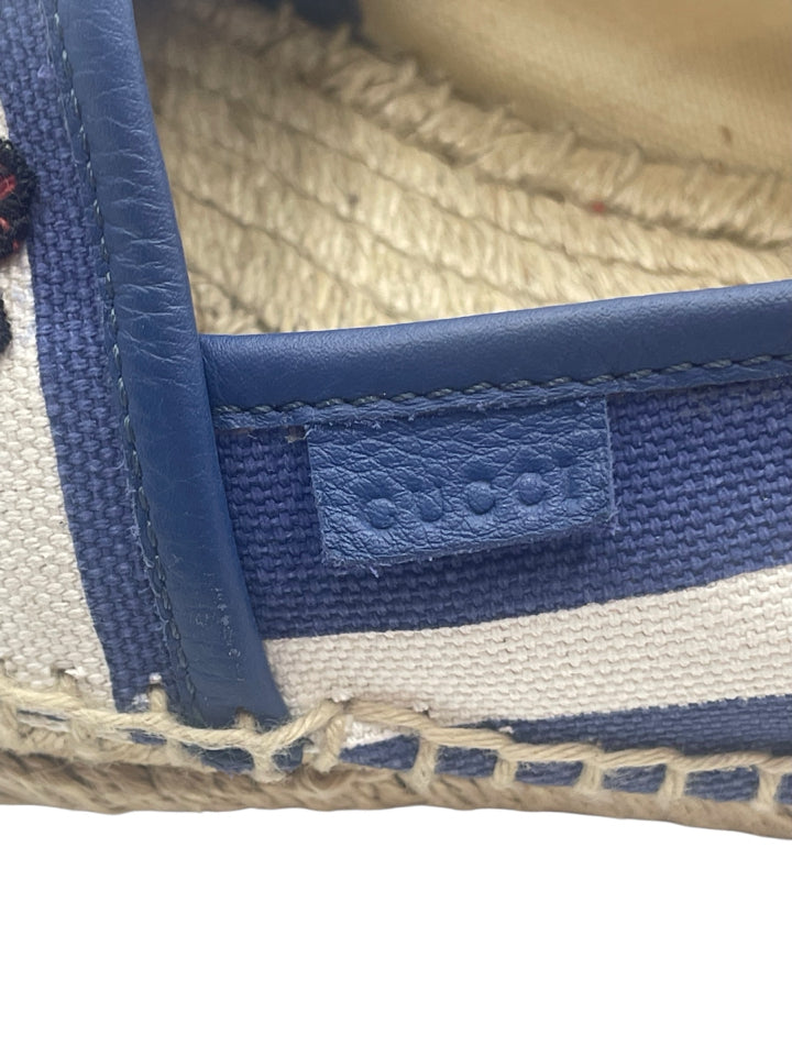 Gucci Embroidered Bee Striped Espadrilles for Women - Size 37 (US 7) | Stylish Summer Flats for Casual Outings, Beach Vacations & Fashionable Everyday Wear