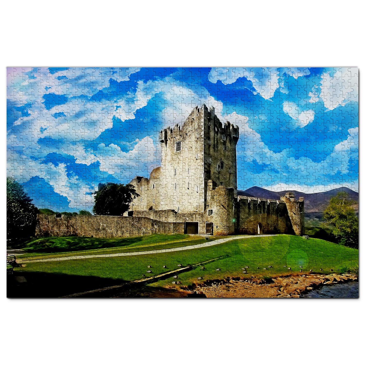 1000-Piece Ireland Ross Castle Killarney Jigsaw Puzzle - Premium Wooden Travel Souvenir & Home Decor for Adults, Teens, Family Game Night & Irish-Themed Parties