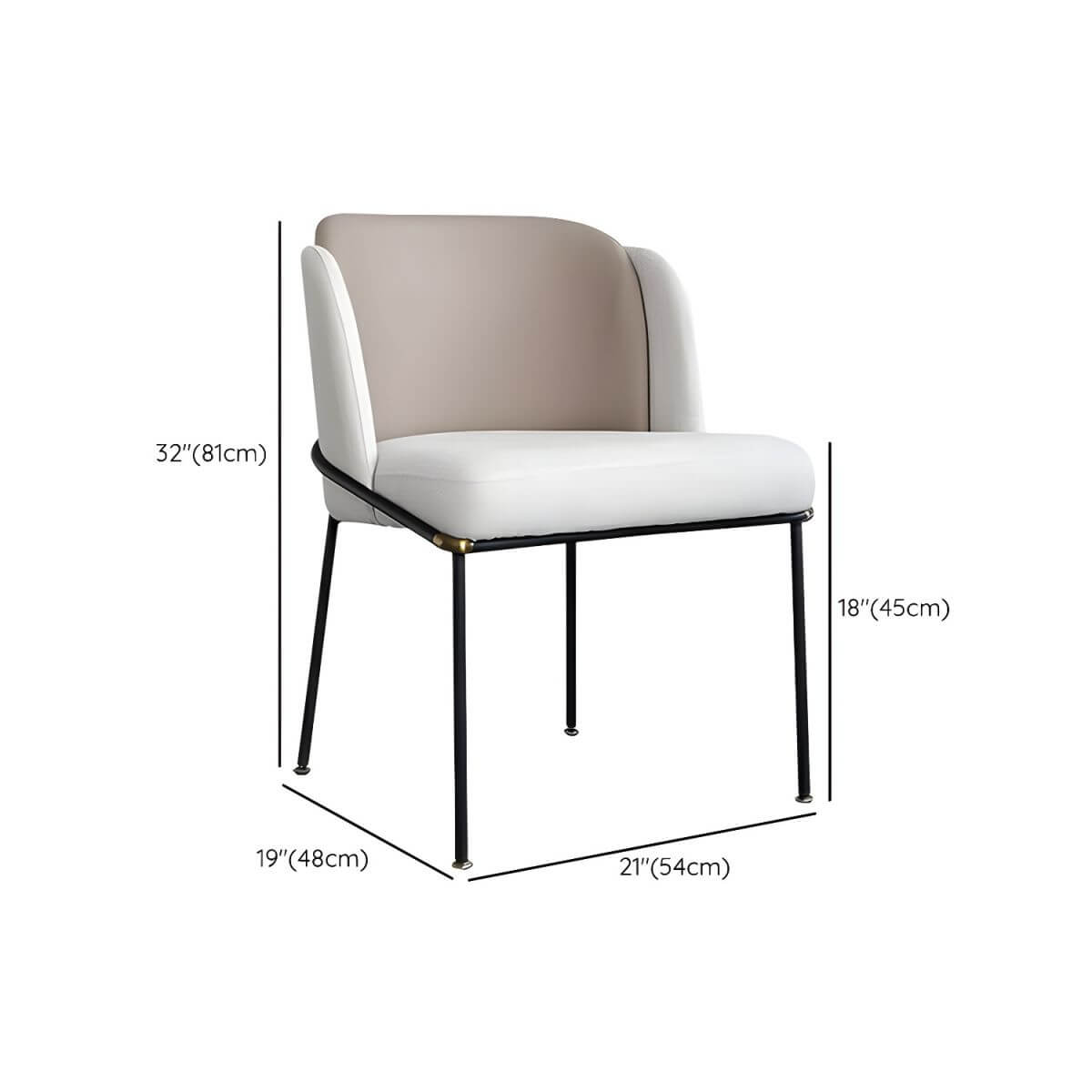Modern Faux Leather Back Vanity Stool with White Cotton Seat & Metal Legs - Elegant Makeup Chair for Bedroom, Dressing Room & Beauty Salon