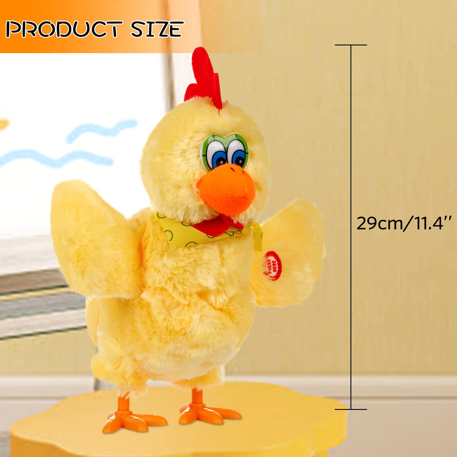 SOMOYA Electric Dancing Chicken Toy with Egg Laying & Music - Interactive Plush Animal Toy for Kids, Easter Gifts & Party Fun (Yellow) - Perfect for Easter Celebrations, Birthday Parties & Children's Playtime