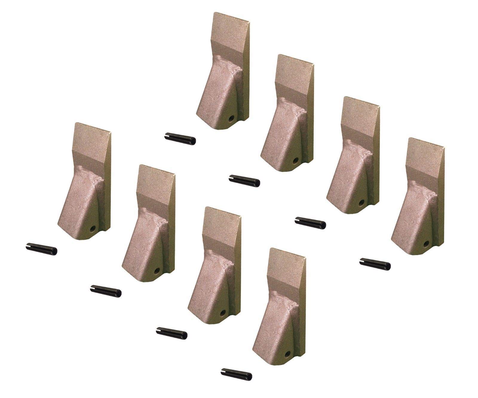 8-Bucket Fabricated Dirt Teeth with Roll Pins - Compatible with T2A, 2A, 2AP, 2A FAB Excavator Buckets - Heavy-Duty Replacement Teeth for Construction and Mining Equipment