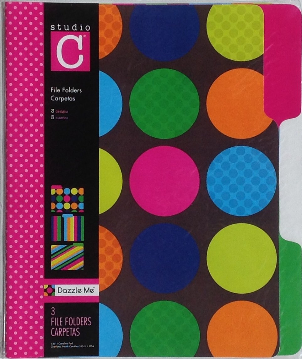 Studio C Dazzle Me 3-Pack Decorative File Folders - Colorful A4 Document Organizers for Office, School & Home Organization