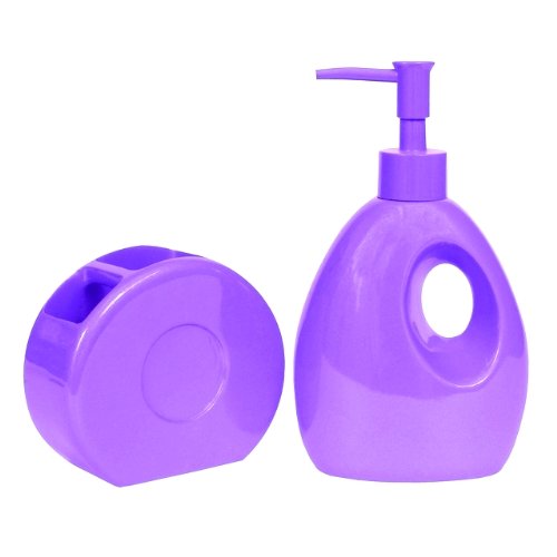 Blonder Vibes Toothbrush Holder and Lotion Dispenser - Stylish Plum Bathroom Organizer for Countertop Storage | Perfect for Modern Homes, Apartments & Guest Bathrooms